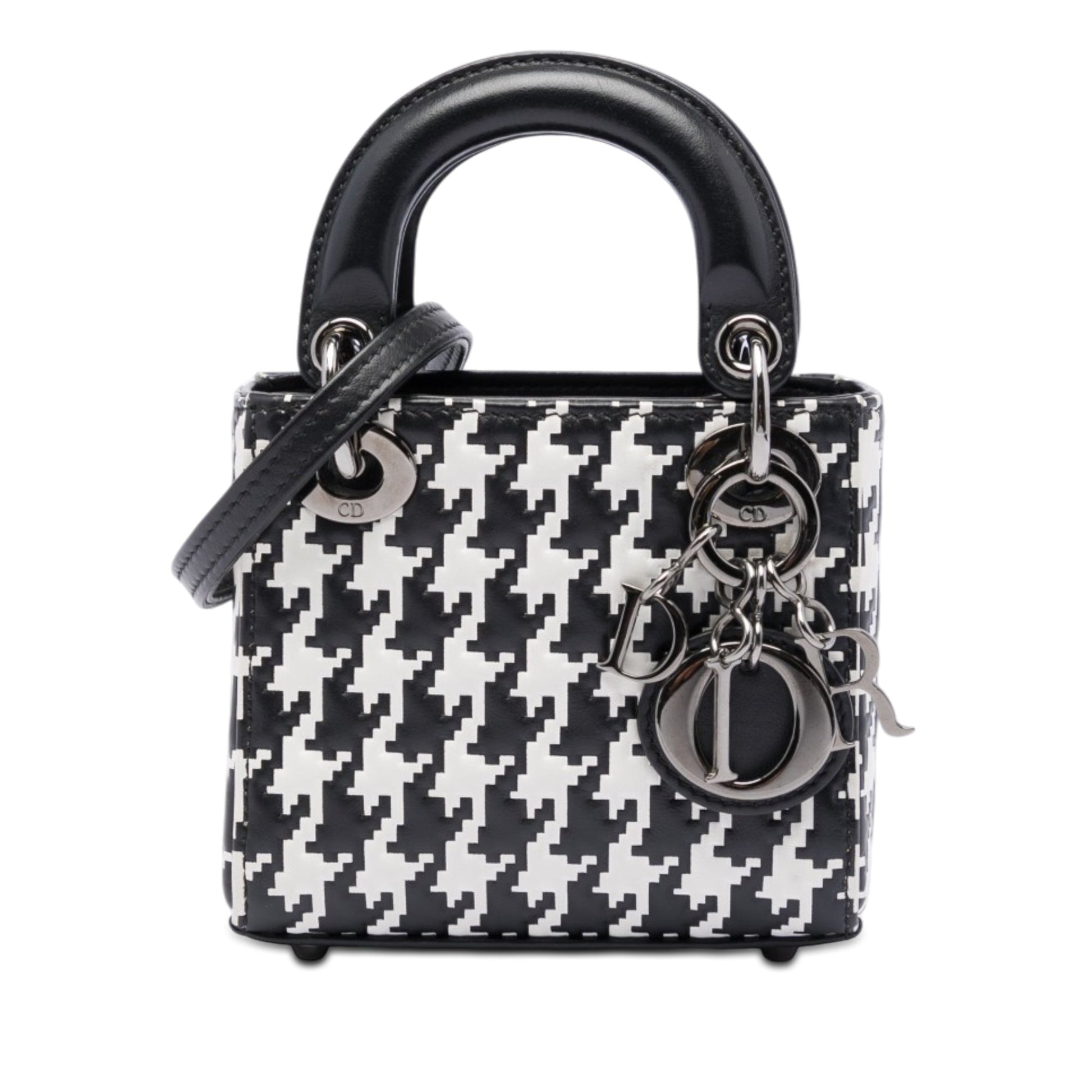 Dior Micro Calfskin Houndstooth Embossed Macro Lady Dior