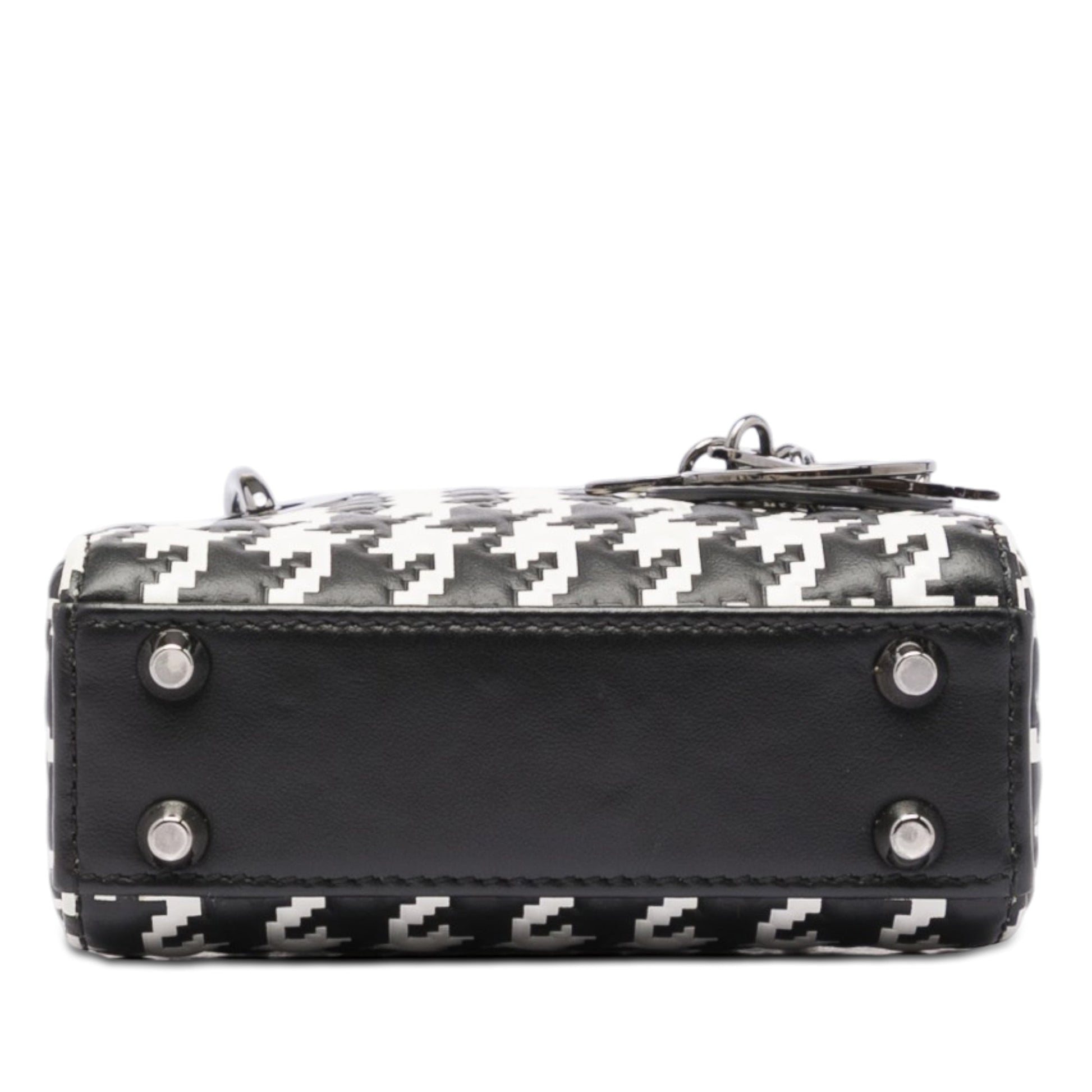 Dior Micro Calfskin Houndstooth Embossed Macro Lady Dior