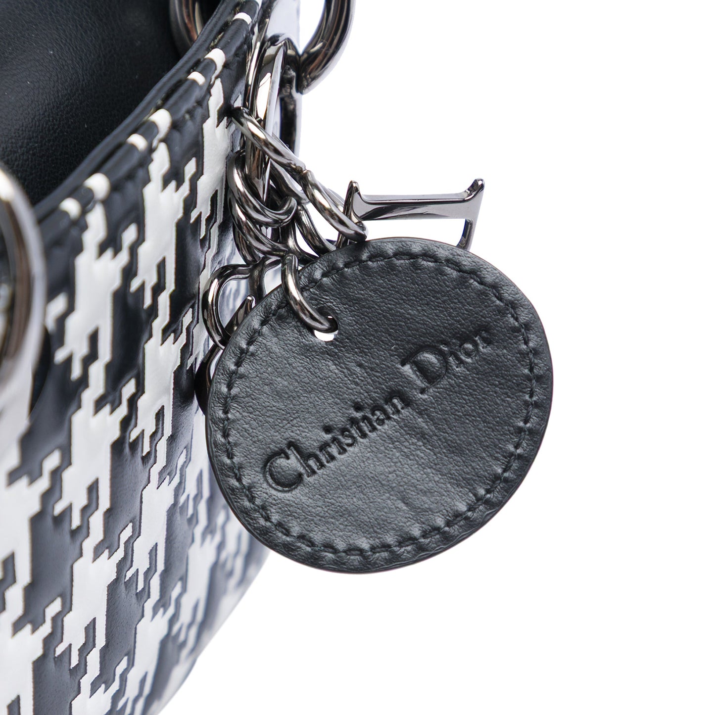 Dior Micro Calfskin Houndstooth Embossed Macro Lady Dior
