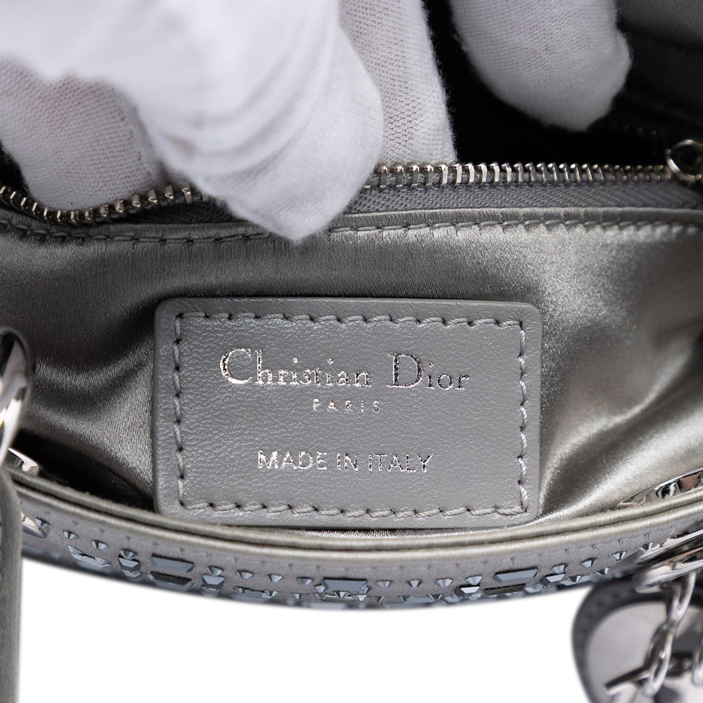 Mini Satin Cannage Strass Crystal Embellished Lady Dior