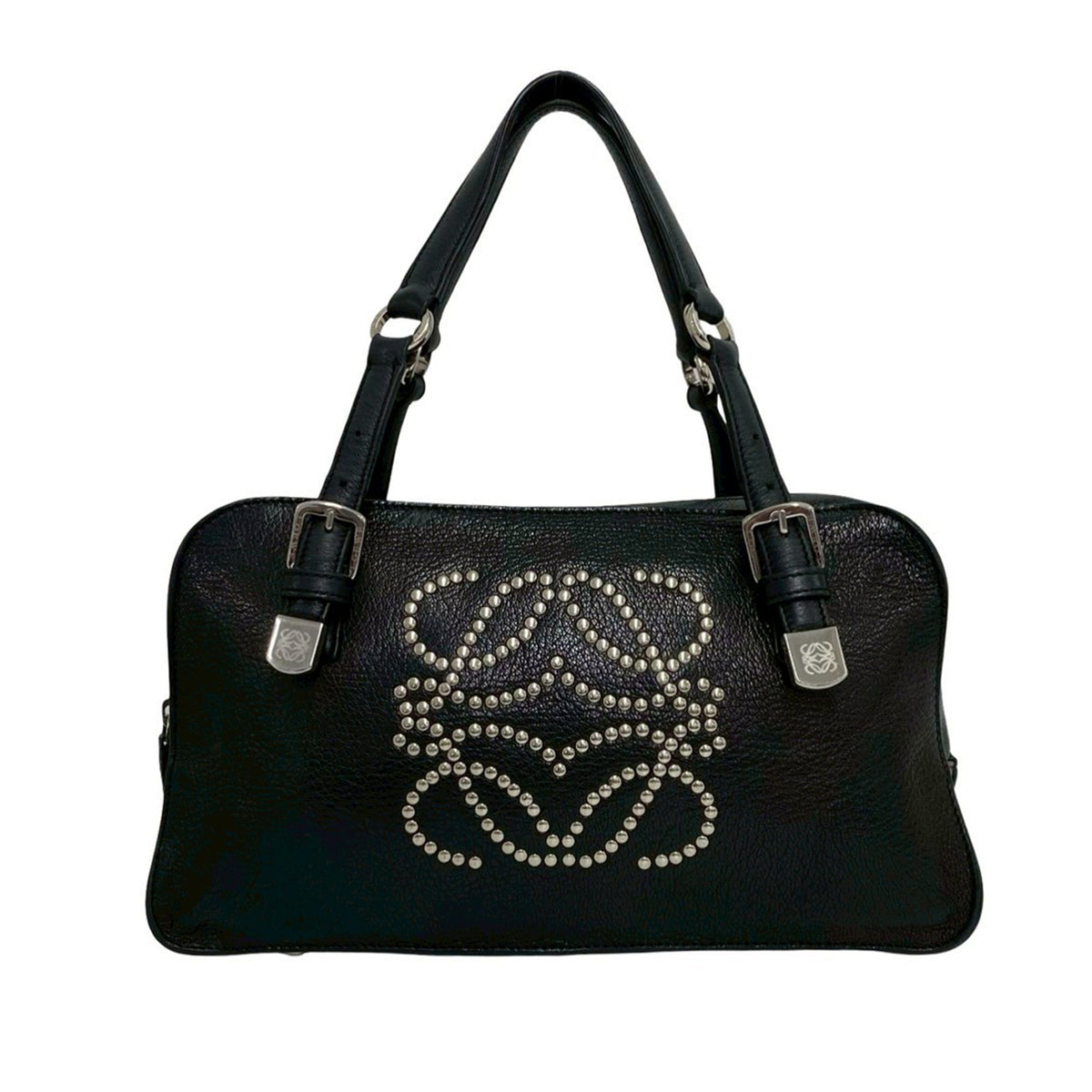 LOEWE Leather Studded Anagram Handbag