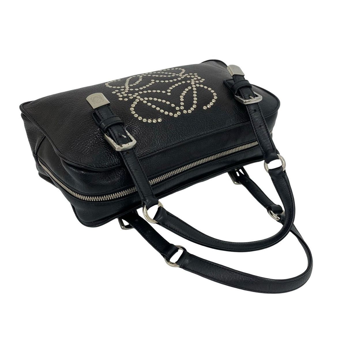 LOEWE Leather Studded Anagram Handbag