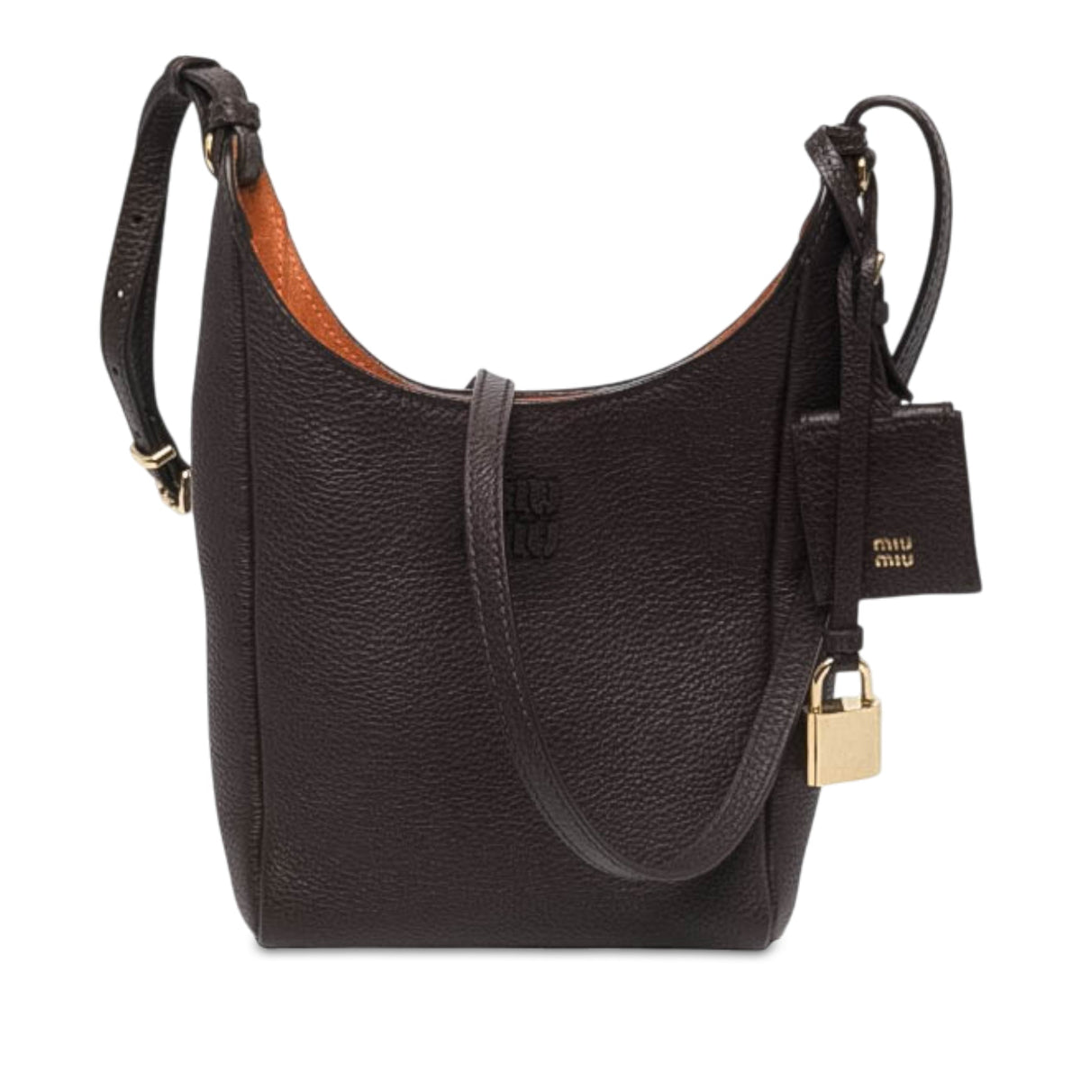 Miu Miu Textured Leather Crossbody — Brown