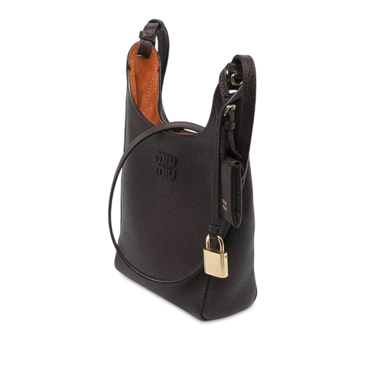 Miu Miu Textured Leather Crossbody — Brown