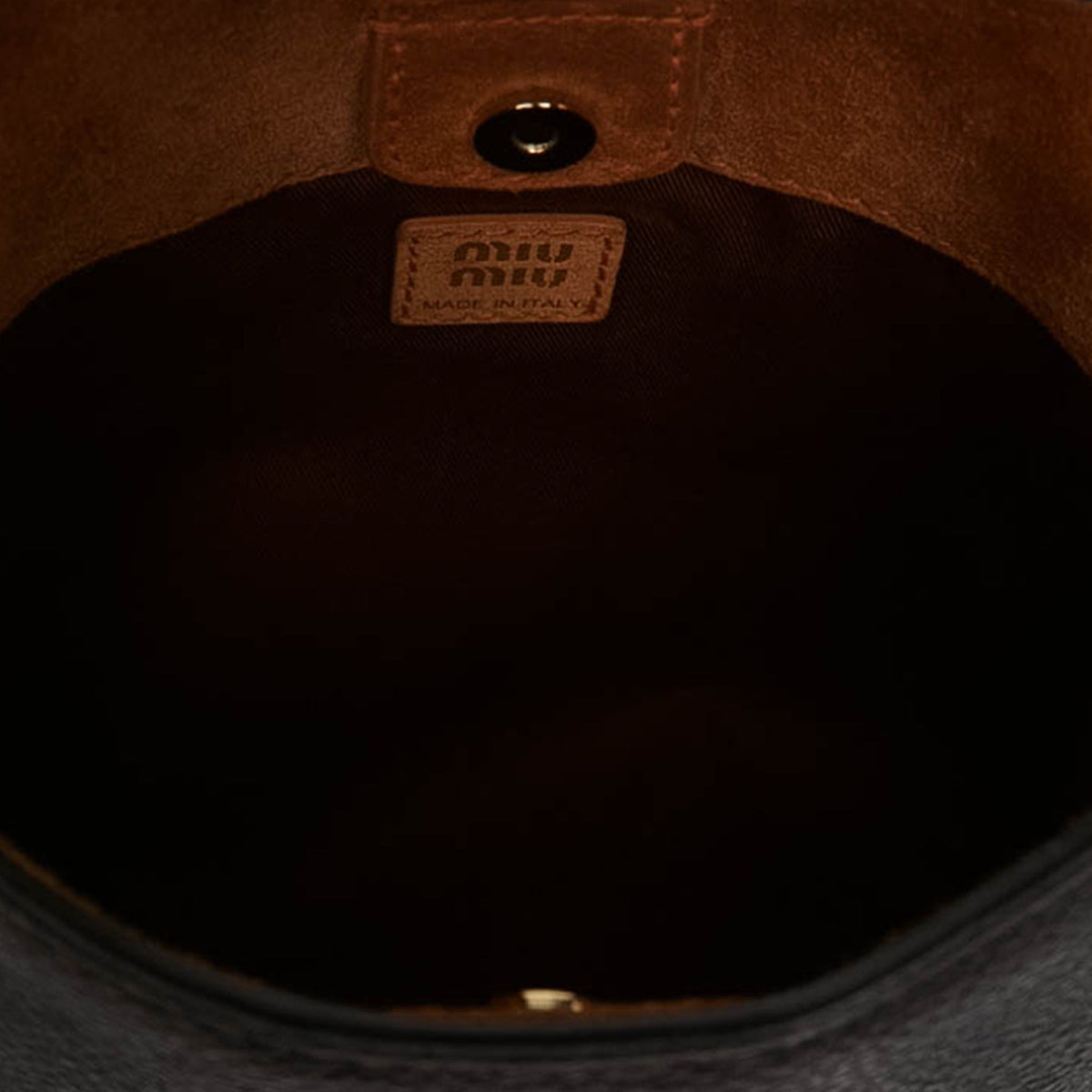 Miu Miu Textured Leather Crossbody — Brown