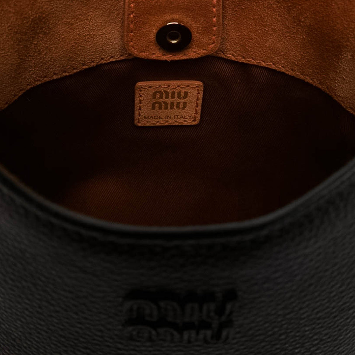 Miu Miu Textured Leather Crossbody — Brown