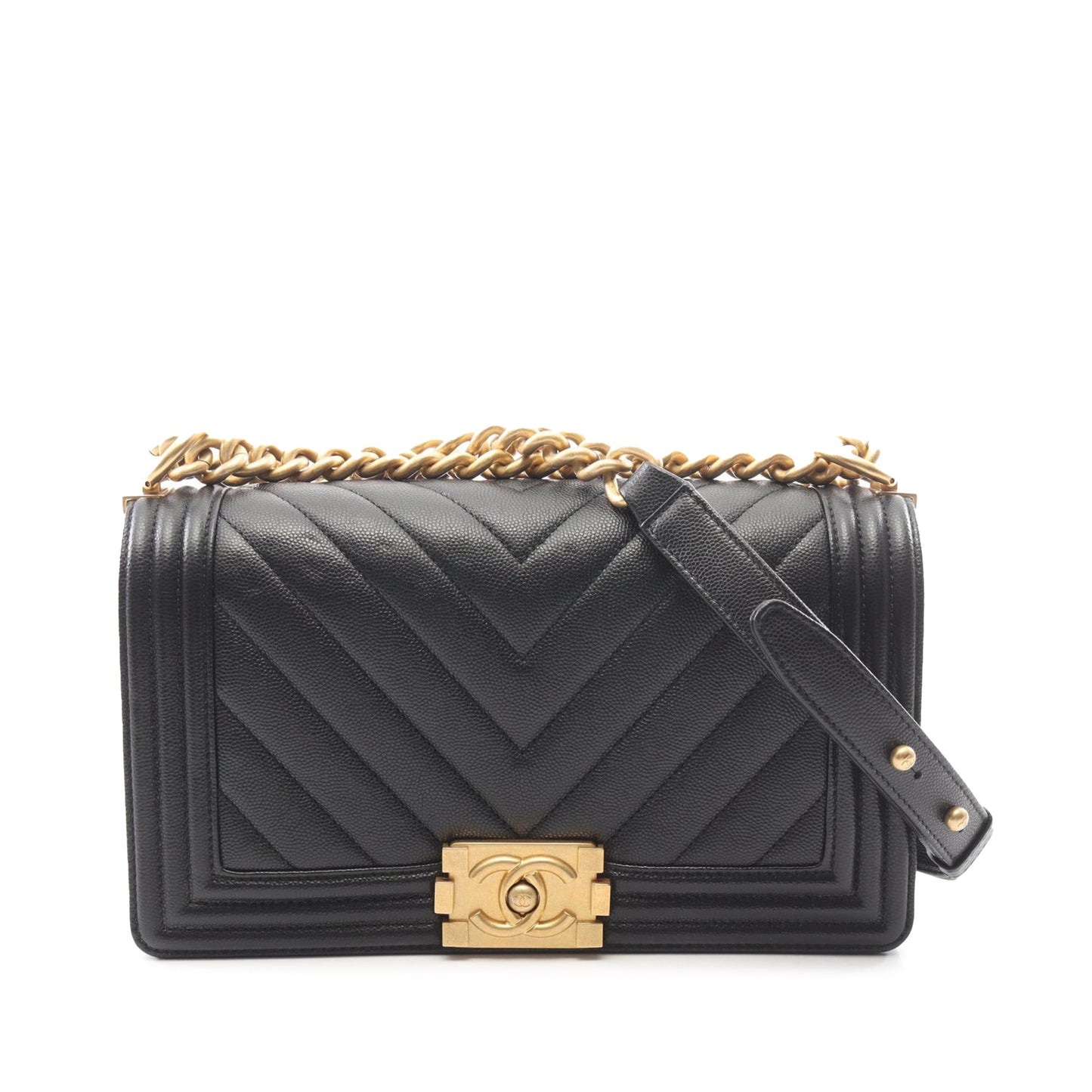 Chanel Old Medium Chevron Caviar Boy Flap