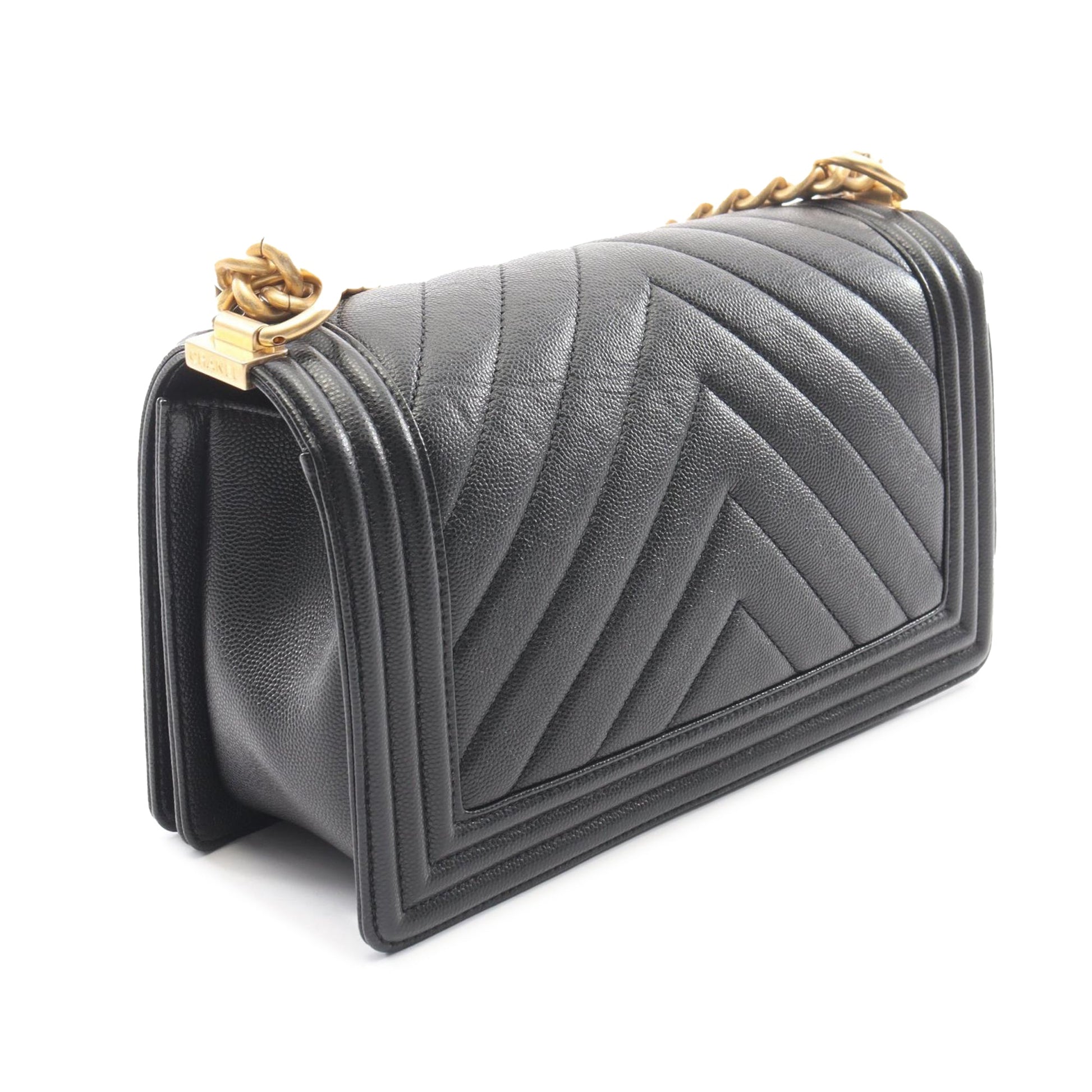 Chanel Old Medium Chevron Caviar Boy Flap