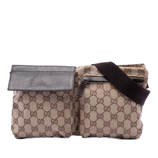 Gucci GG Canvas Double Pocket Belt Bag