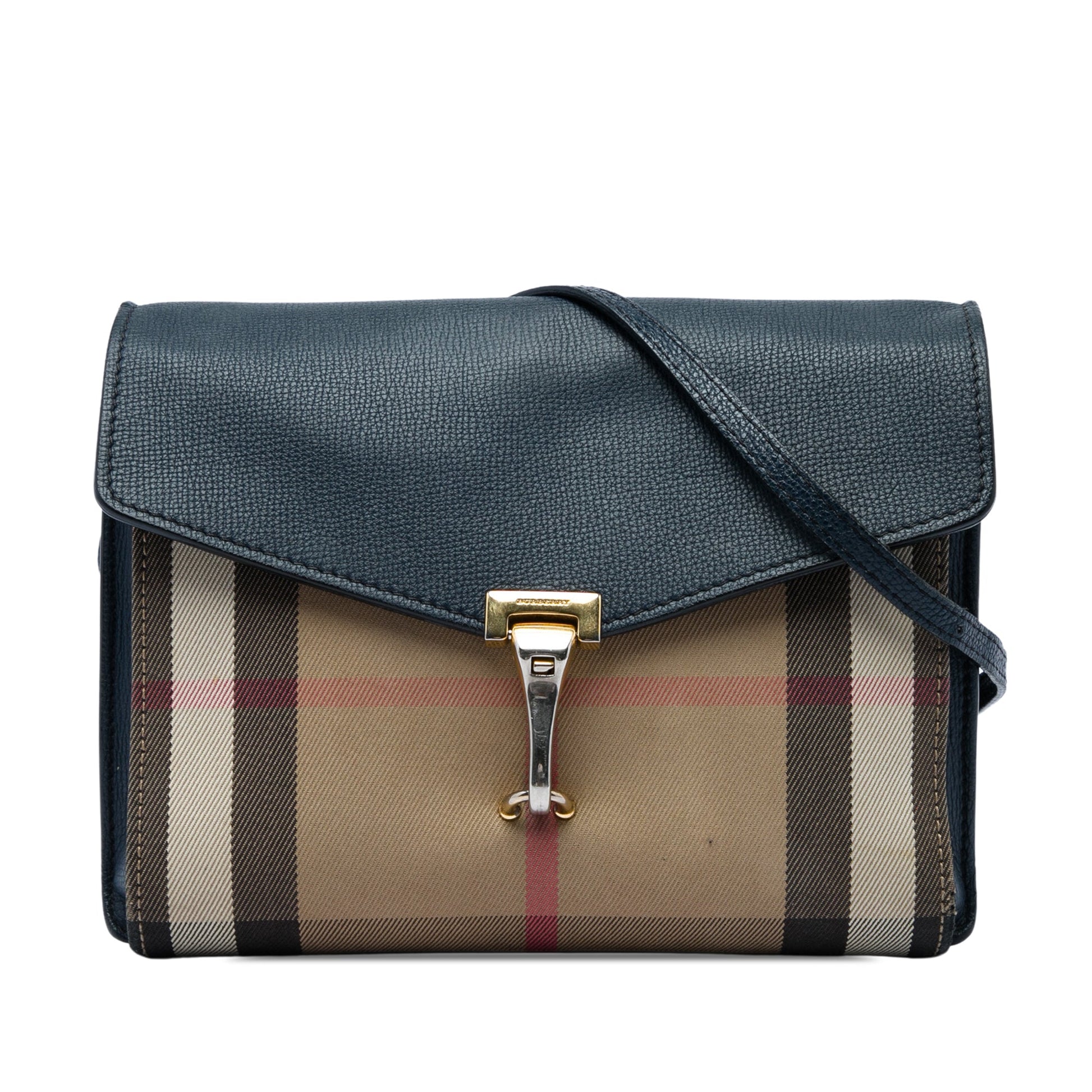 Burberry Small Leather and House Check Canvas Derby Macken Crossbody