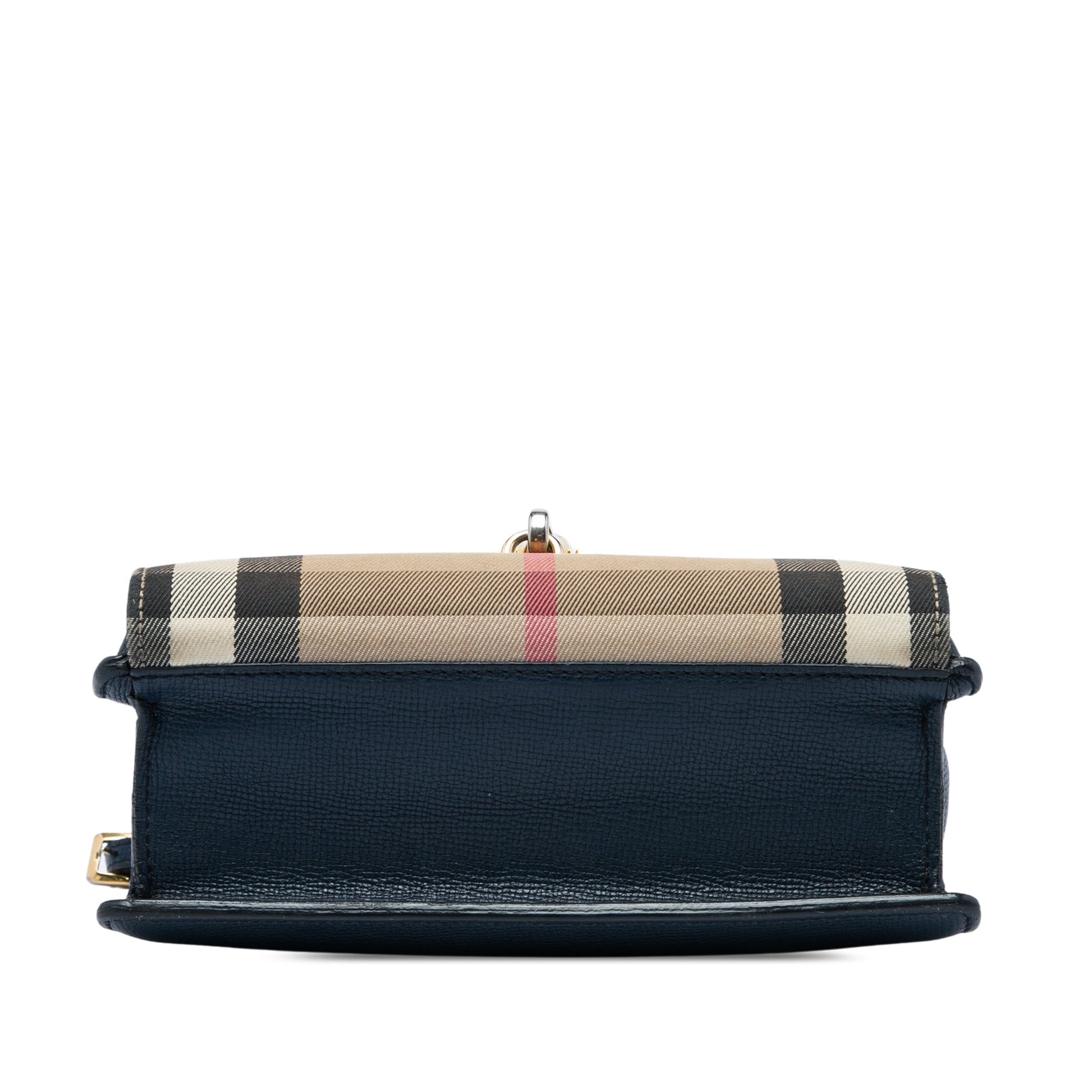 Burberry Small Leather and House Check Canvas Derby Macken Crossbody