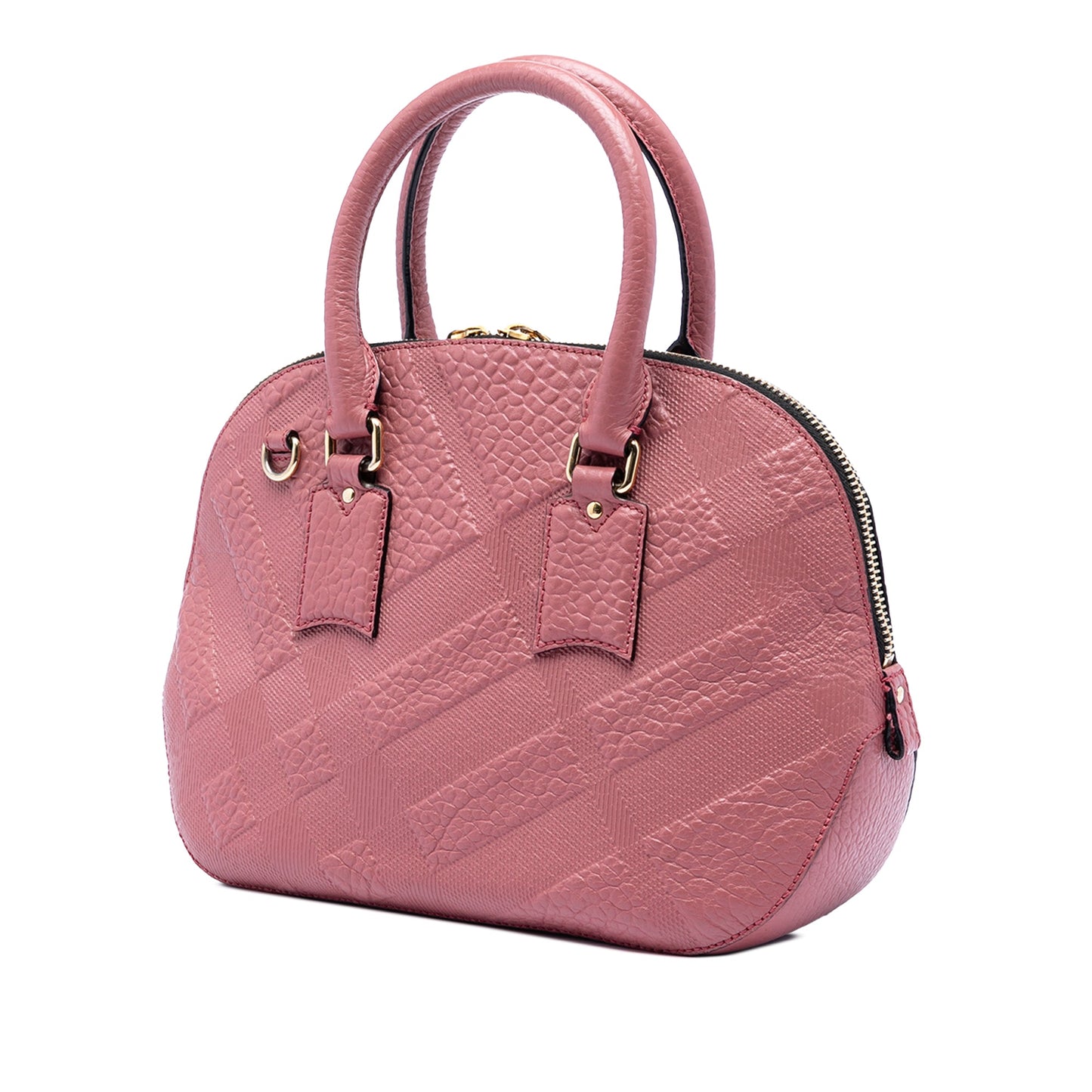 Burberry Small Heritage Grain Check Embossed Orchard Bowling Bag