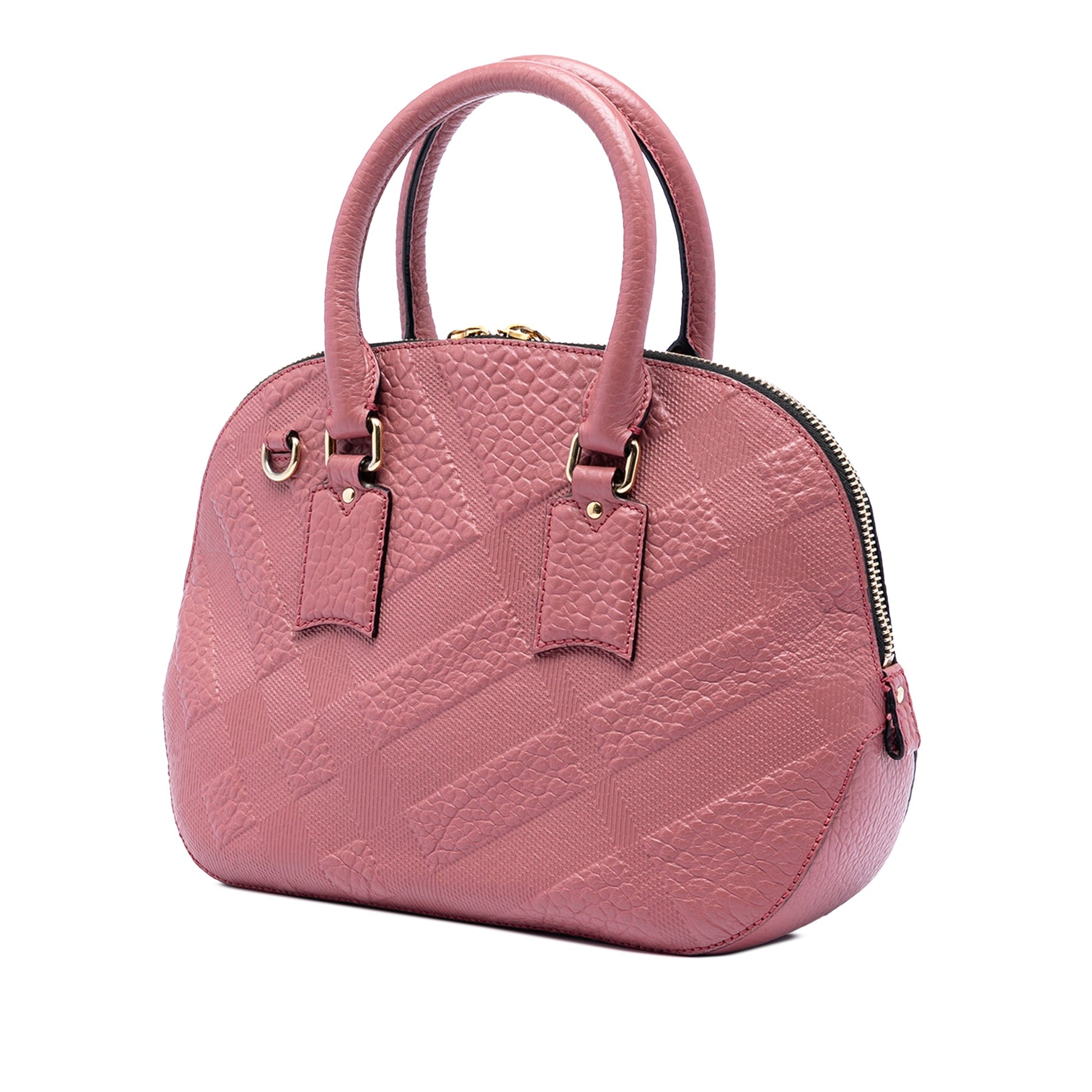 Burberry Small Heritage Grain Check Embossed Orchard Bowling Bag