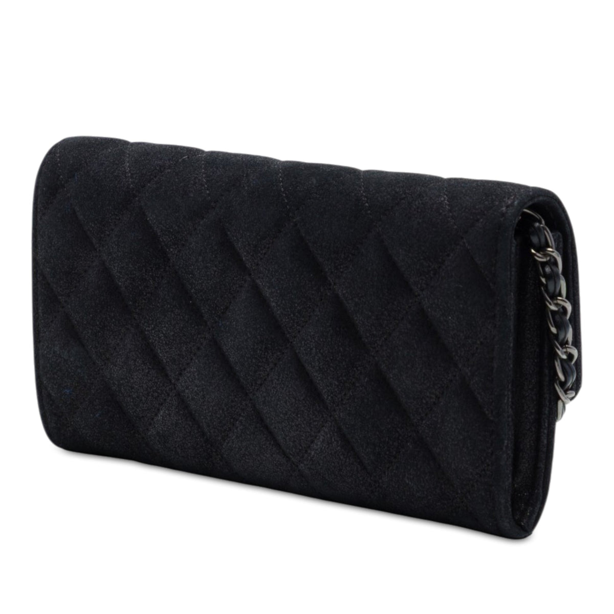 Chanel CC Quilted Metallic Suede Wallet On Chain