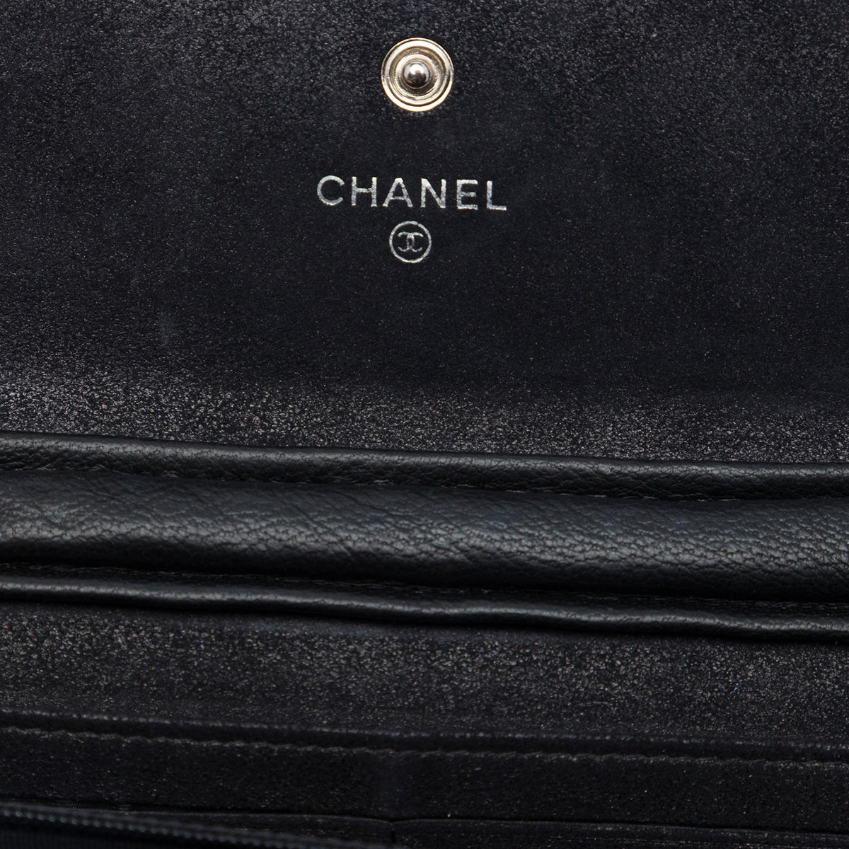 Chanel CC Quilted Metallic Suede Wallet On Chain