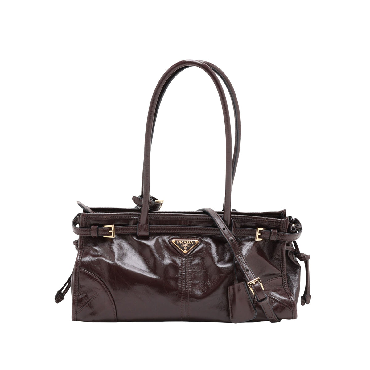 Prada Medium Leather Bonnie Satchel — Brown
