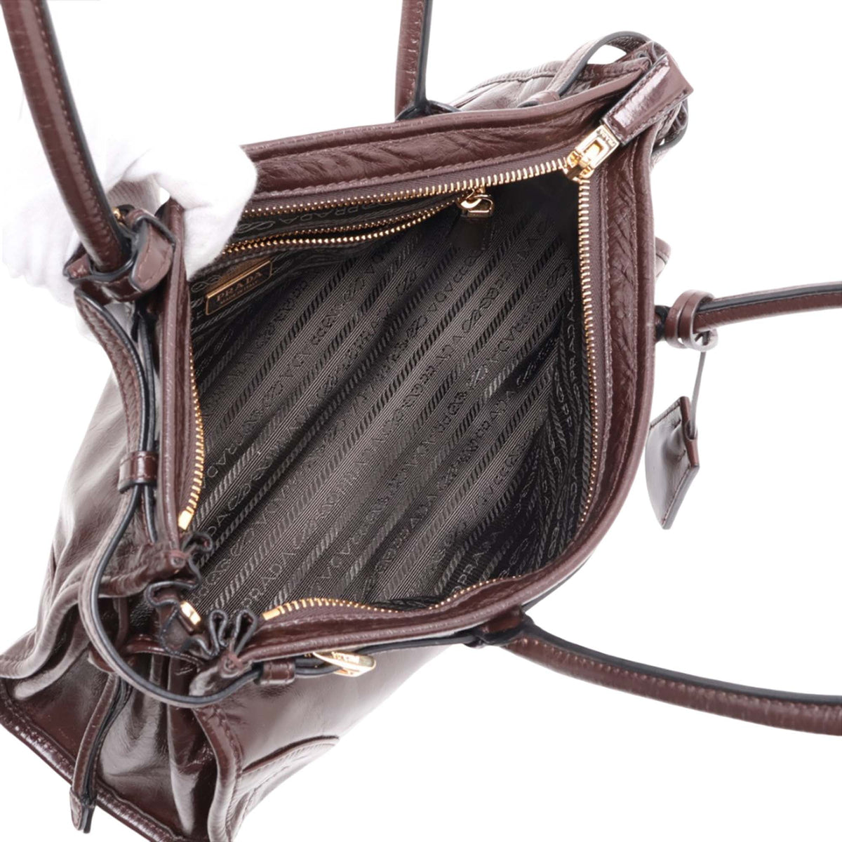 Prada Medium Leather Bonnie Satchel — Brown
