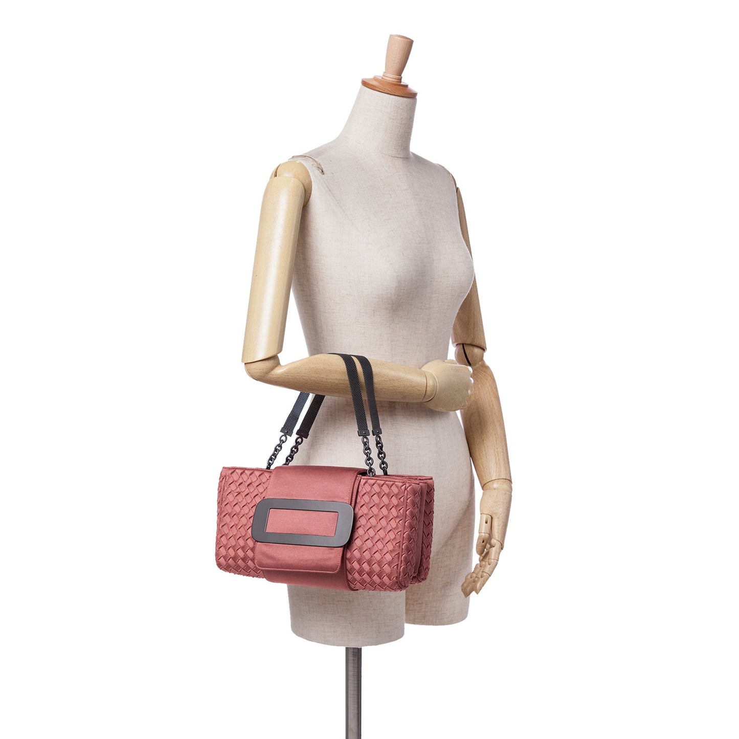 Bottega Veneta Canvas Intrecciato Buckle Flap Handbag
