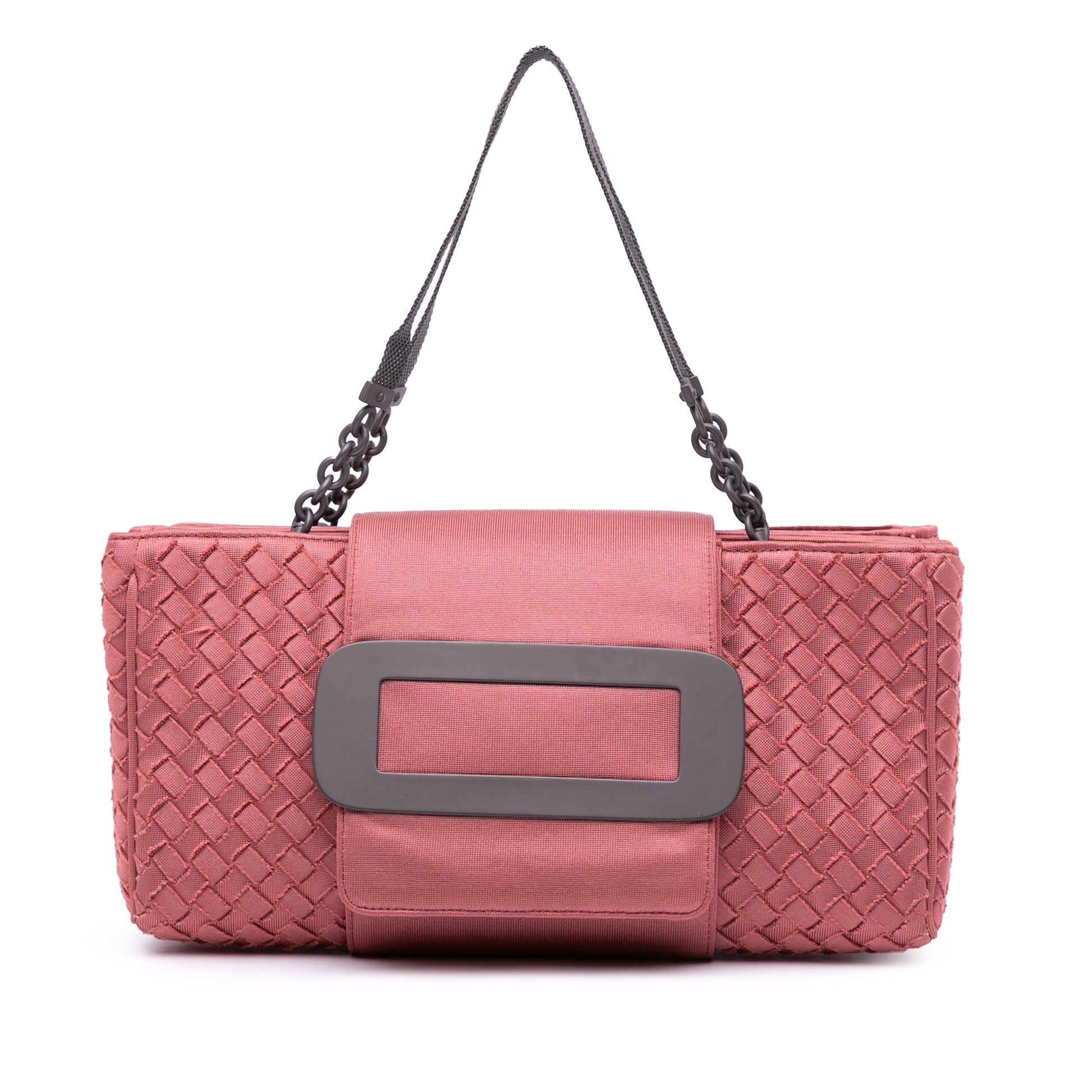 Bottega Veneta Canvas Intrecciato Buckle Flap Handbag