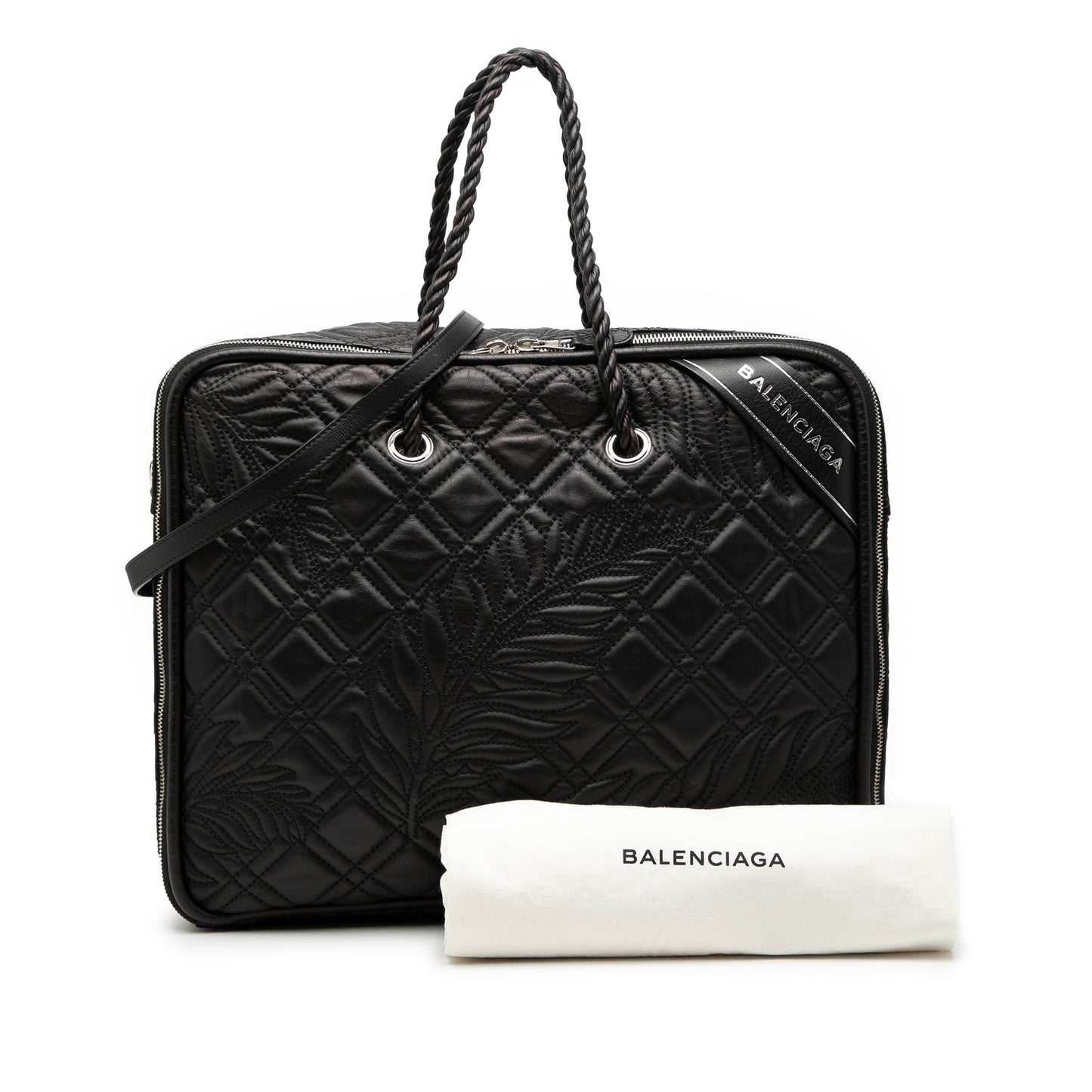Balenciaga Medium Quilted Lambskin Blanket Square Satchel