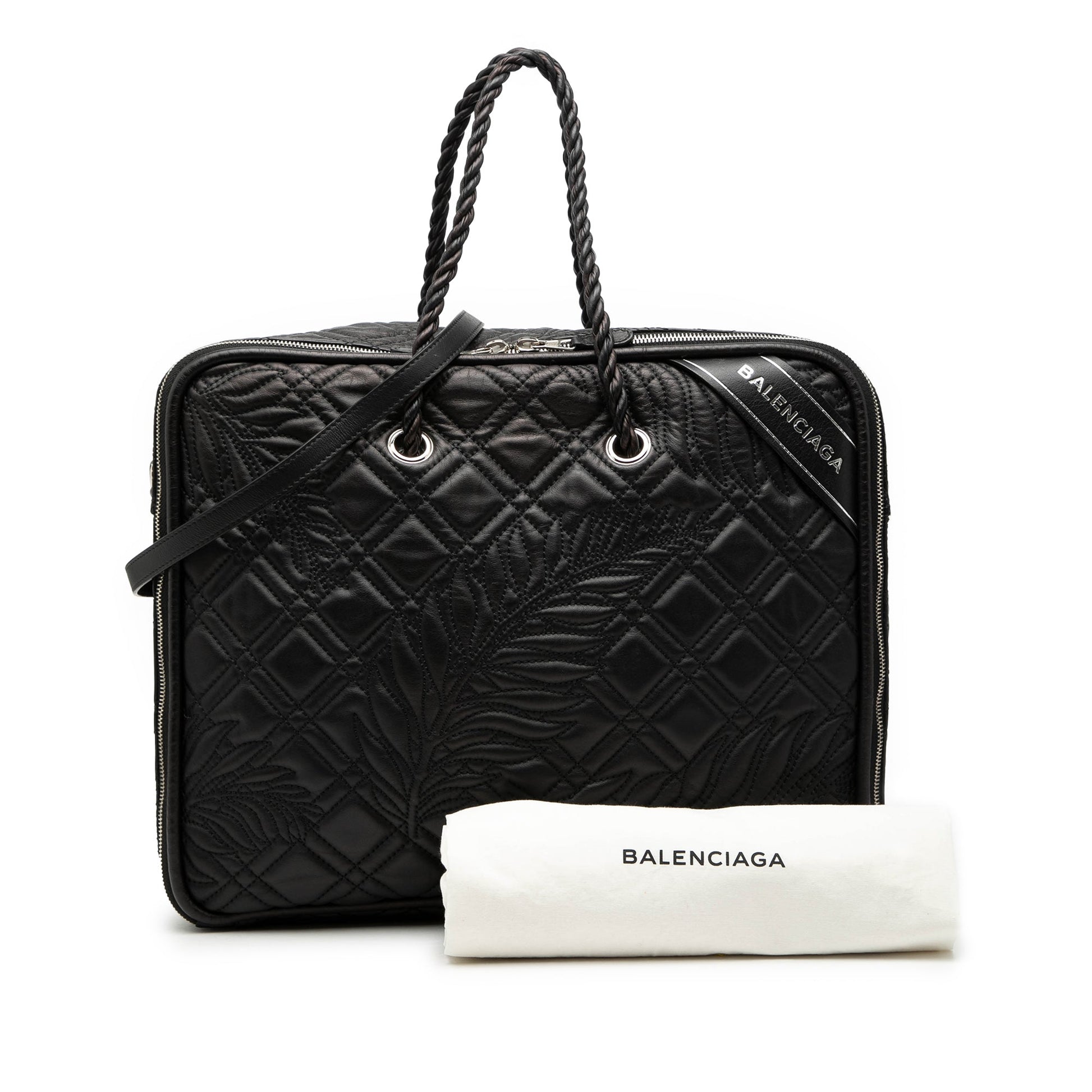Balenciaga Medium Quilted Lambskin Blanket Square Satchel
