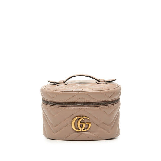Gucci Mini GG Marmont Round Leather Vanity Bag