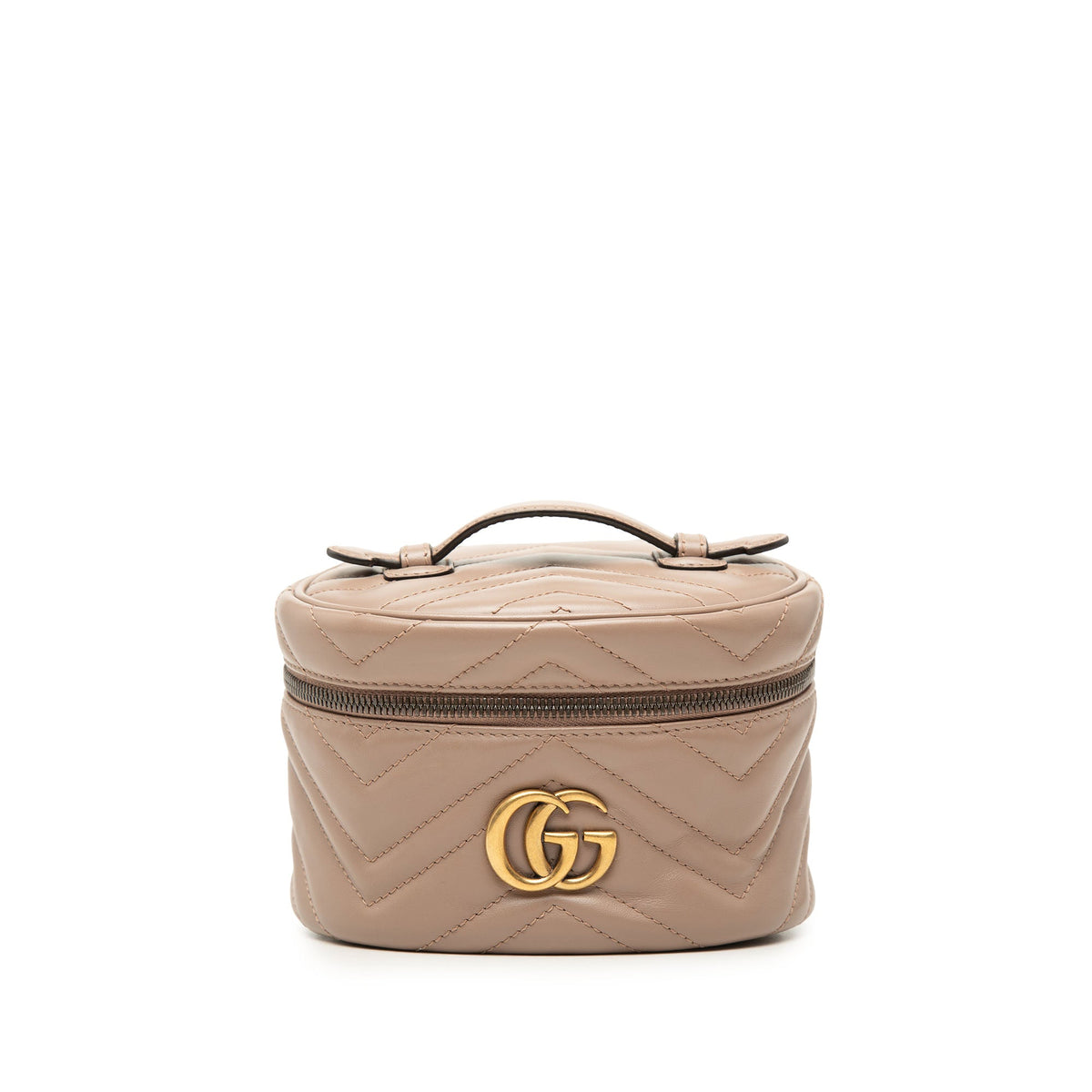 Gucci Mini GG Marmont Round Leather Vanity Bag