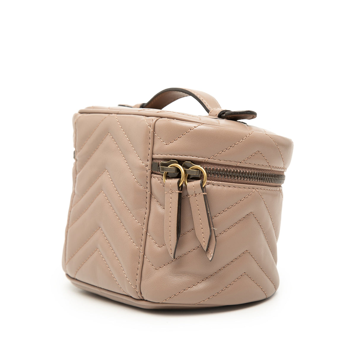 Gucci Mini GG Marmont Round Leather Vanity Bag