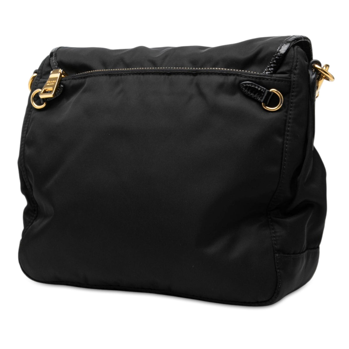 Prada Tessuto Zip Double Buckle Messenger Bag
