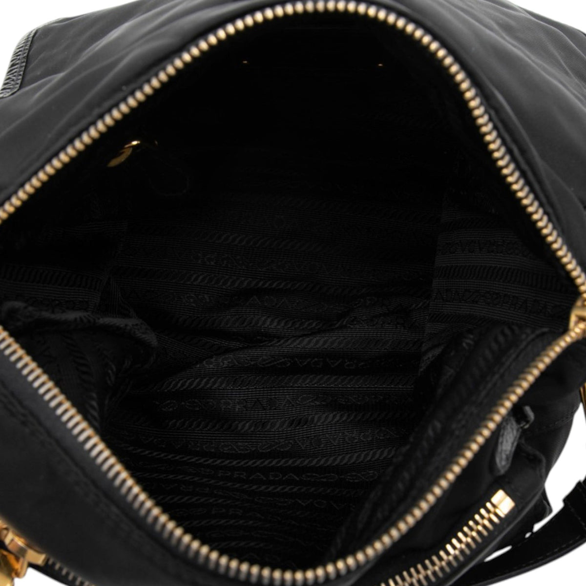 Prada Tessuto Zip Double Buckle Messenger Bag