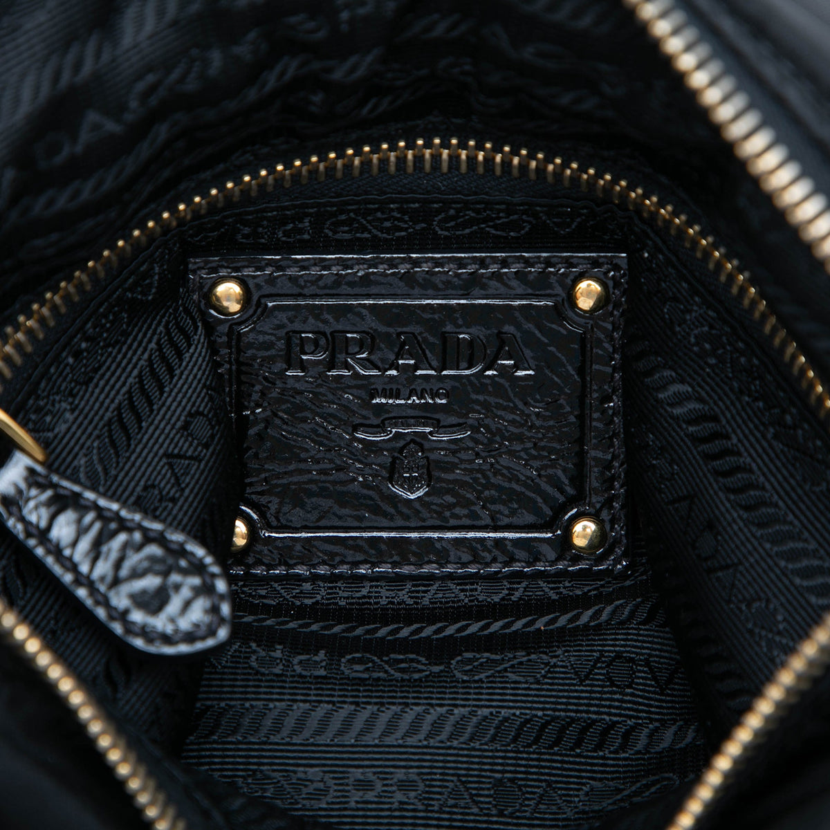 Prada Tessuto Zip Double Buckle Messenger Bag