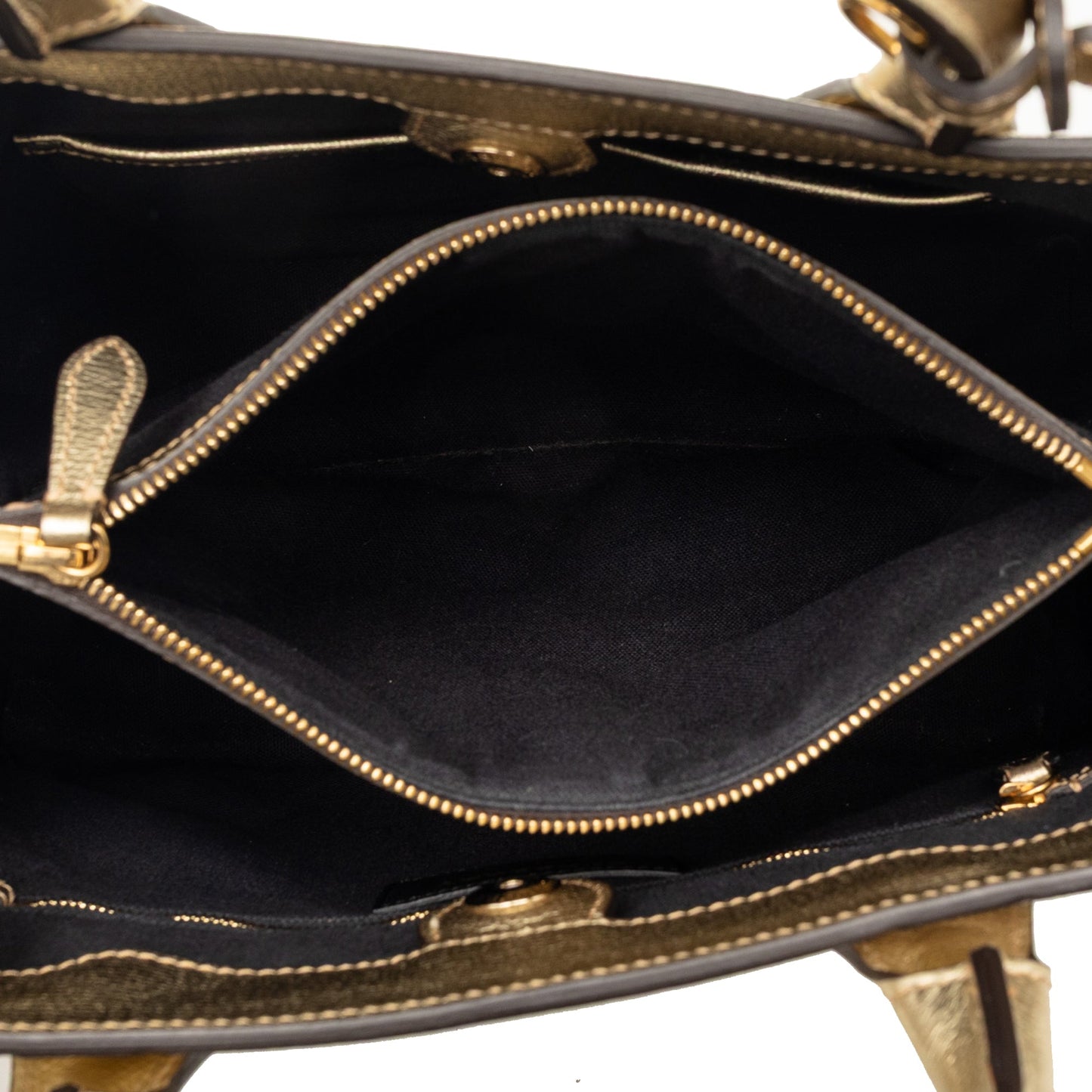 Burberry Medium Metallic Leather and House Check Banner Satchel