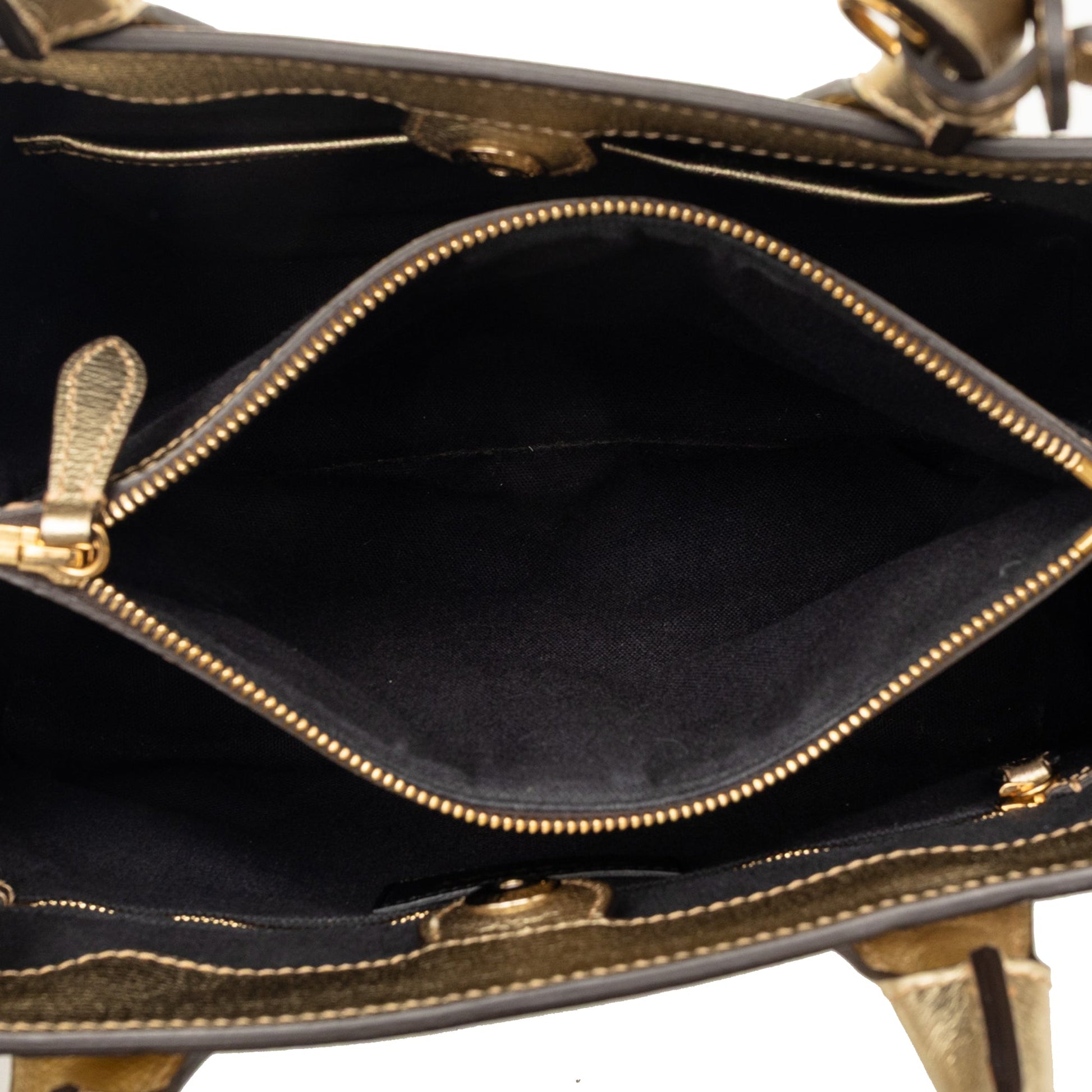 Burberry Medium Metallic Leather and House Check Banner Satchel