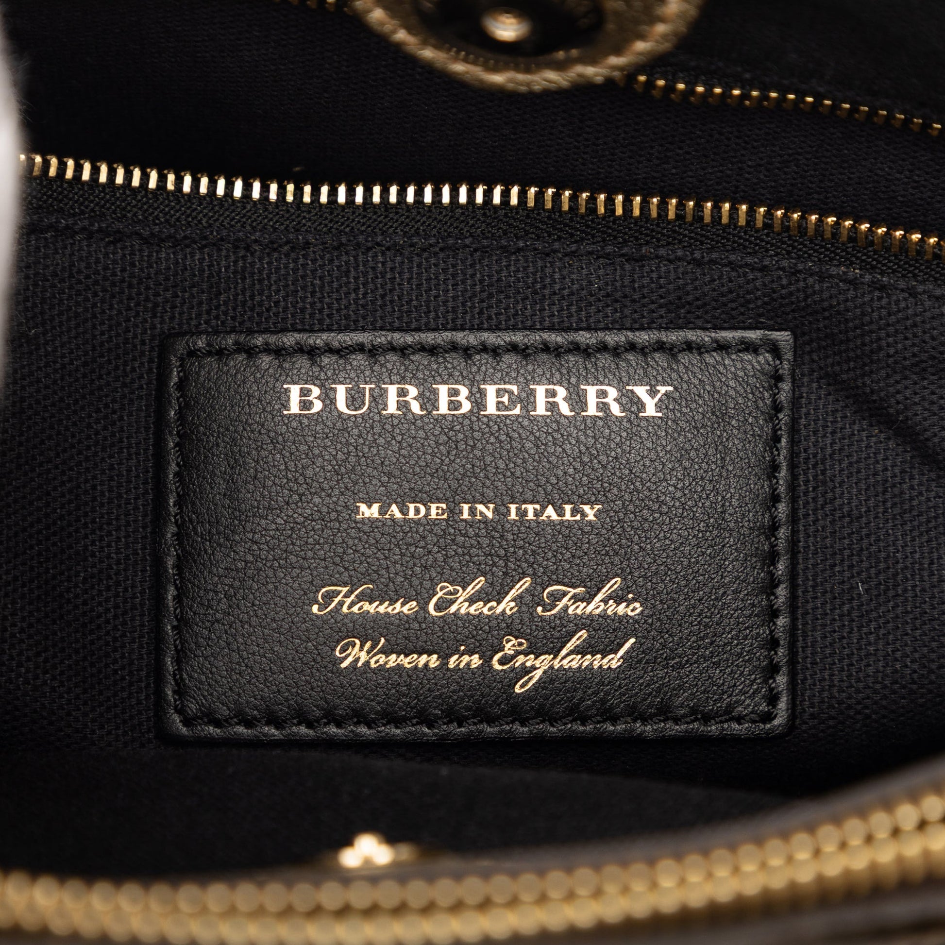 Burberry Medium Metallic Leather and House Check Banner Satchel