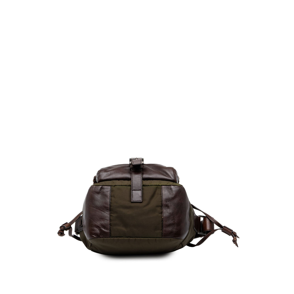 Prada Tessuto and Leather Whipstitch Crossbody — Green