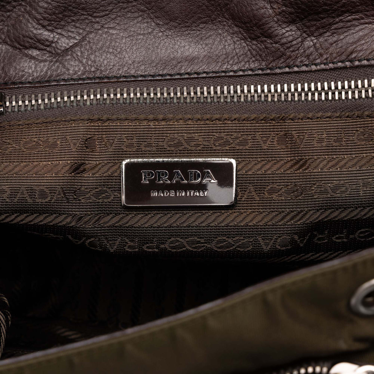Prada Tessuto and Leather Whipstitch Crossbody — Green