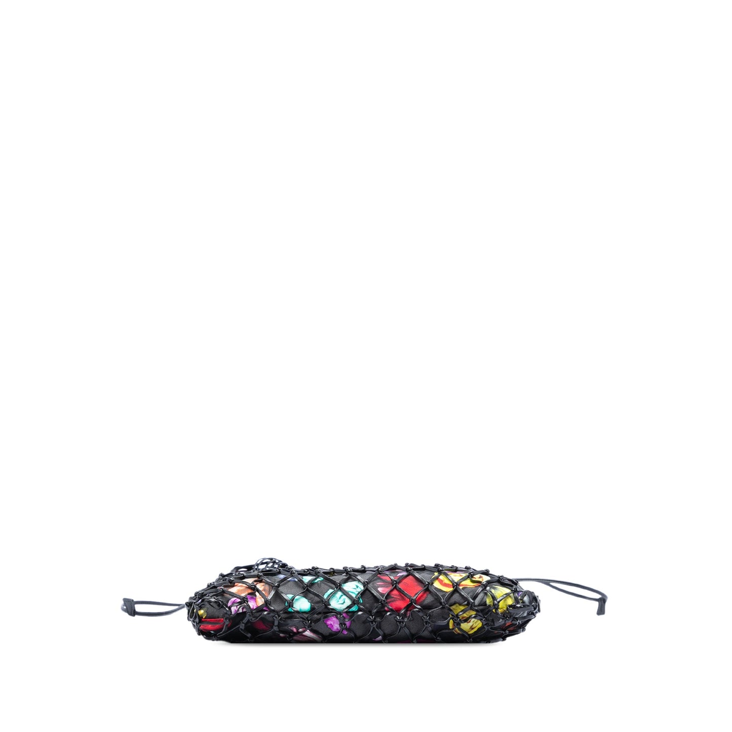 Mesh Leather and Floral Printed Tessuto Tote