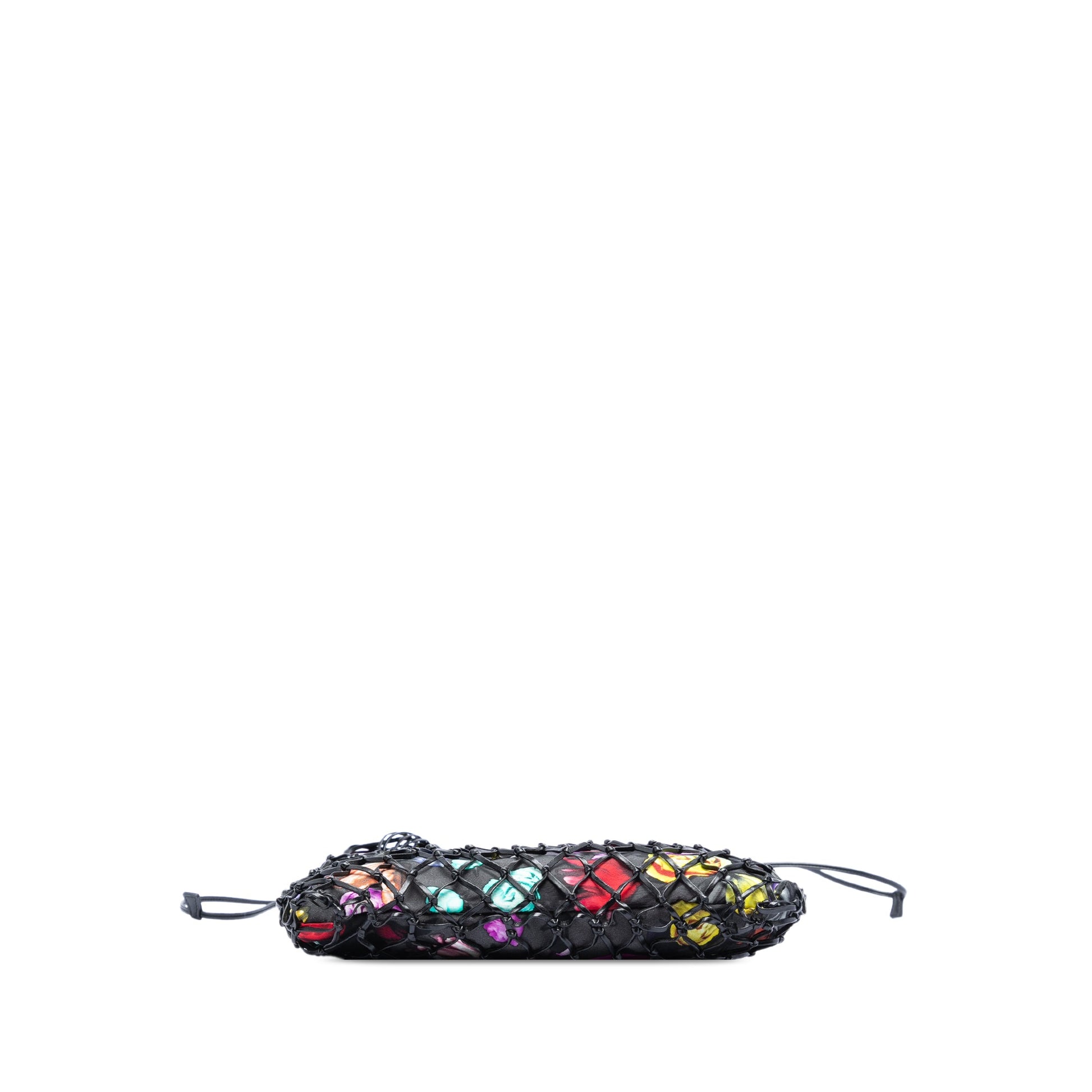Mesh Leather and Floral Printed Tessuto Tote