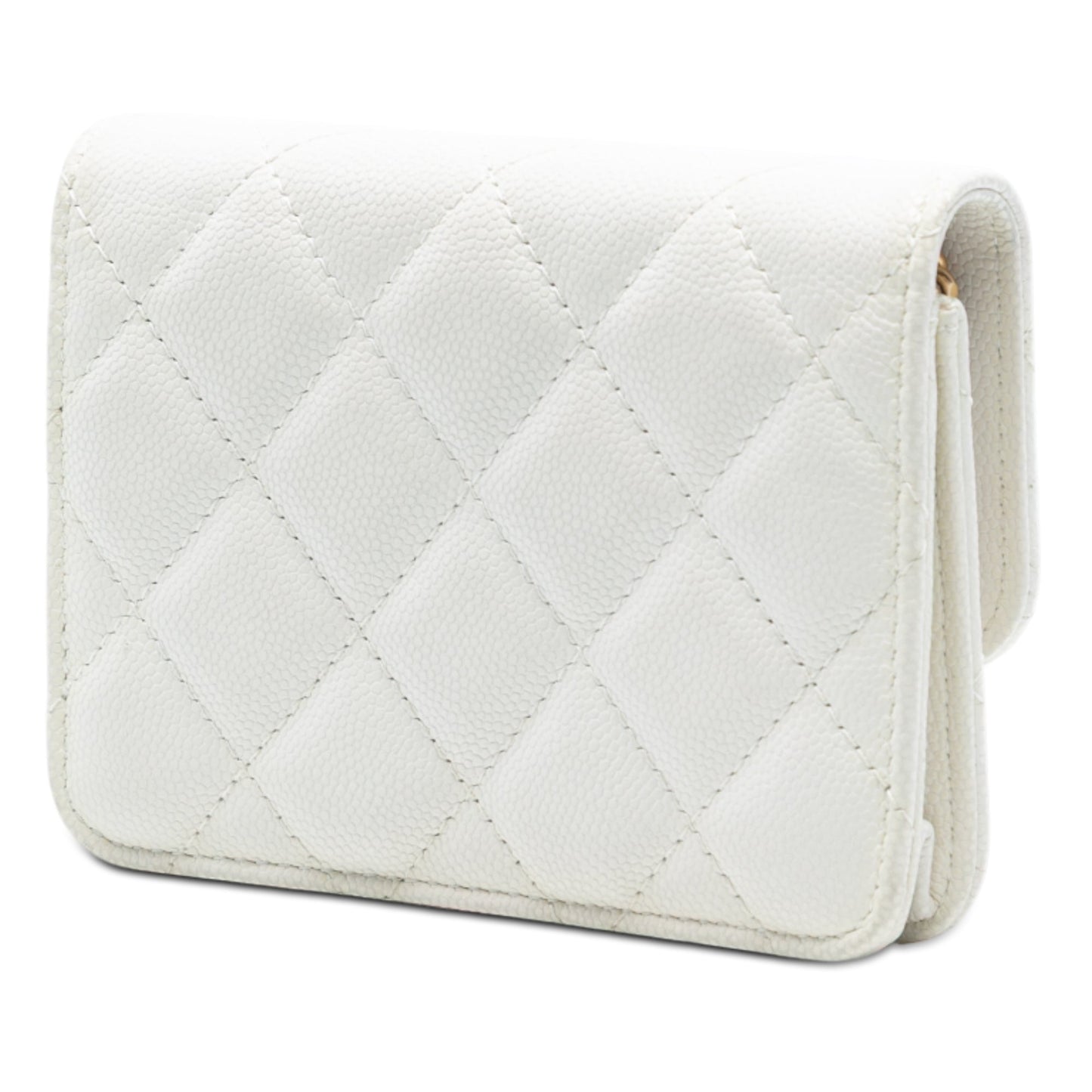 Chanel CC Quilted Caviar Medallion Charm Clutch With Chain