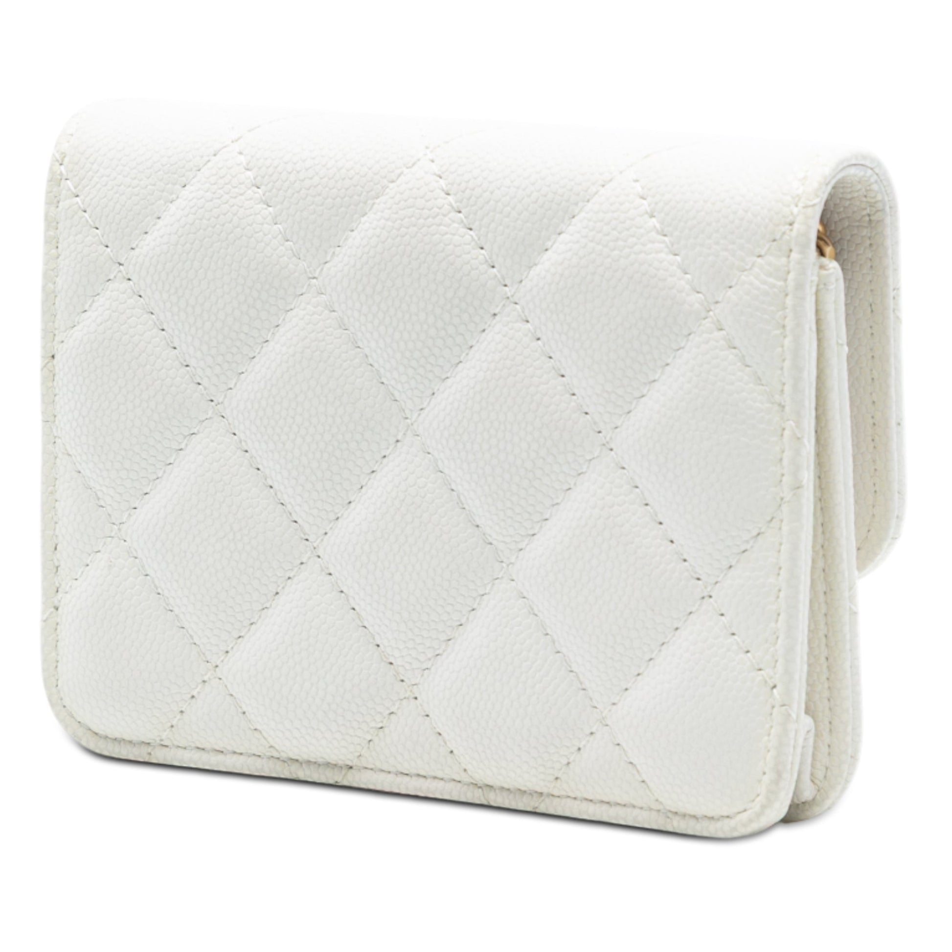 Chanel CC Quilted Caviar Medallion Charm Clutch With Chain