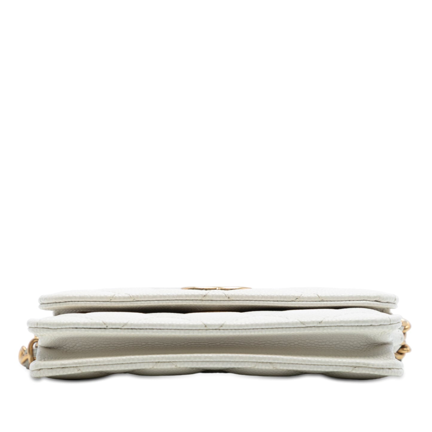 Chanel CC Quilted Caviar Medallion Charm Clutch With Chain