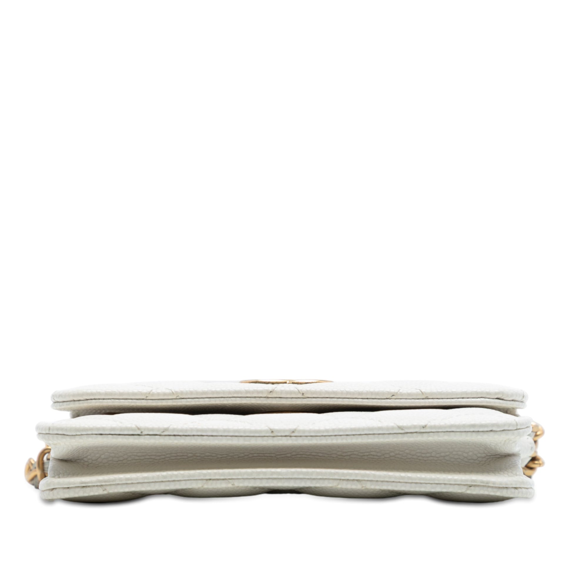 Chanel CC Quilted Caviar Medallion Charm Clutch With Chain