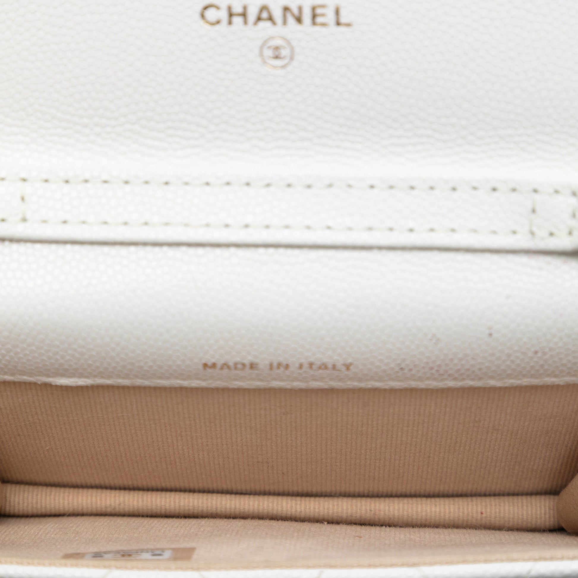 Chanel CC Quilted Caviar Medallion Charm Clutch With Chain