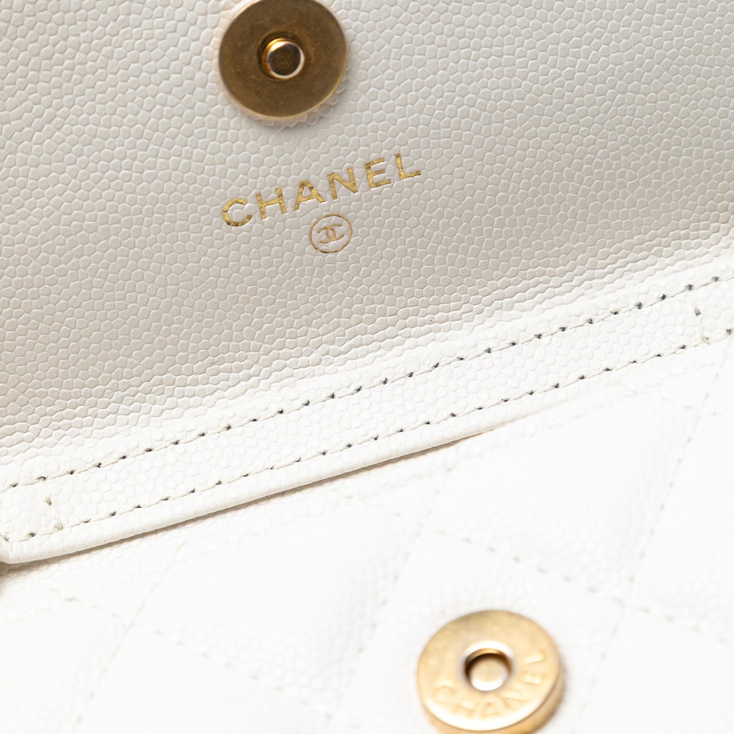 Chanel CC Quilted Caviar Medallion Charm Clutch With Chain