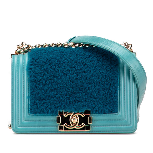 Chanel Small Bicolor Shearling Boy Flap