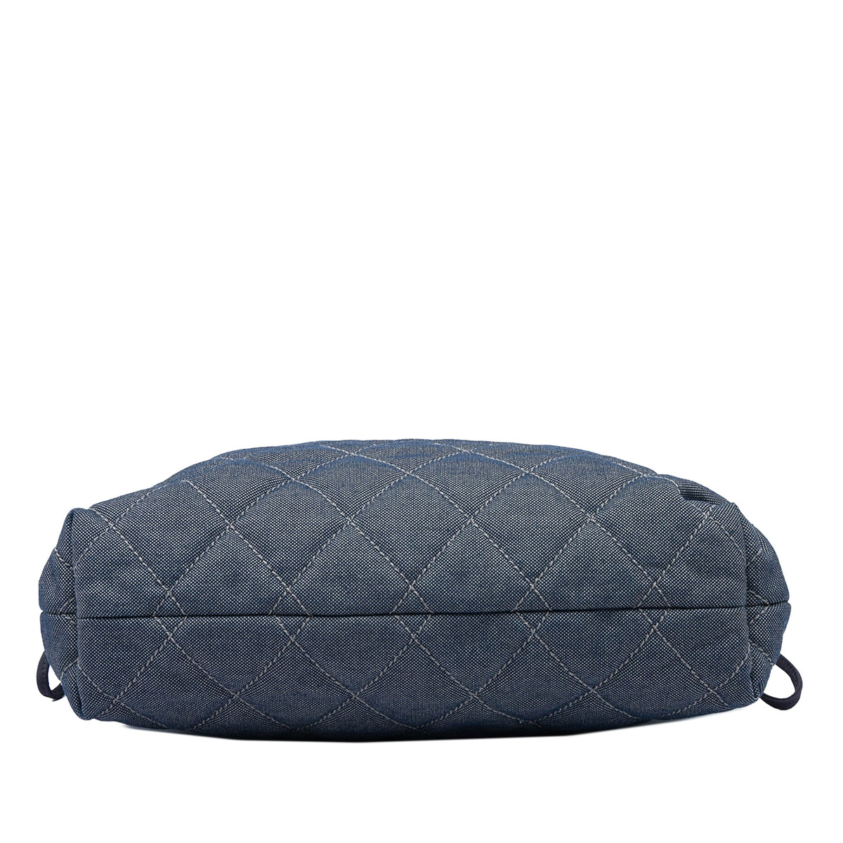 Chanel CC Quilted Denim Grosgrain Drawstring Tote