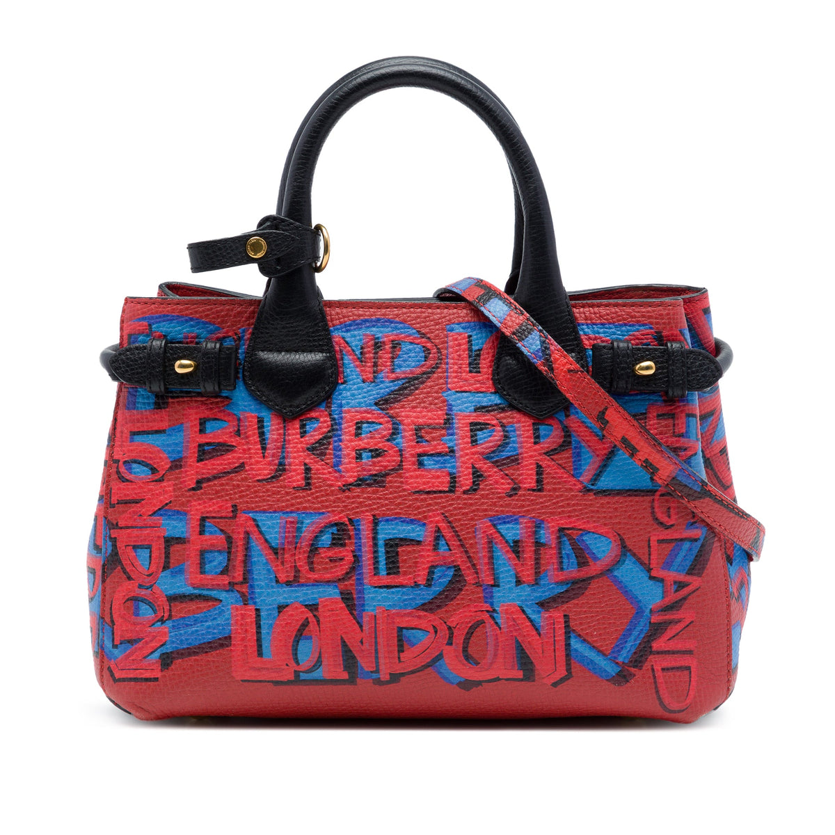 Burberry Small Graffiti Print Grainy Calfskin Banner Satchel
