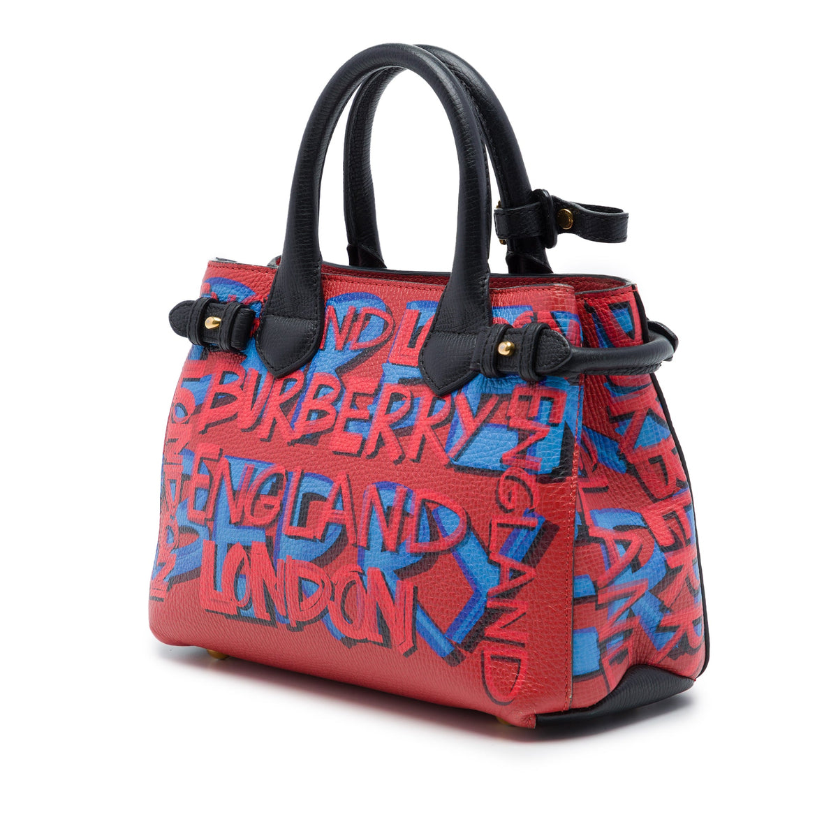 Burberry Small Graffiti Print Grainy Calfskin Banner Satchel
