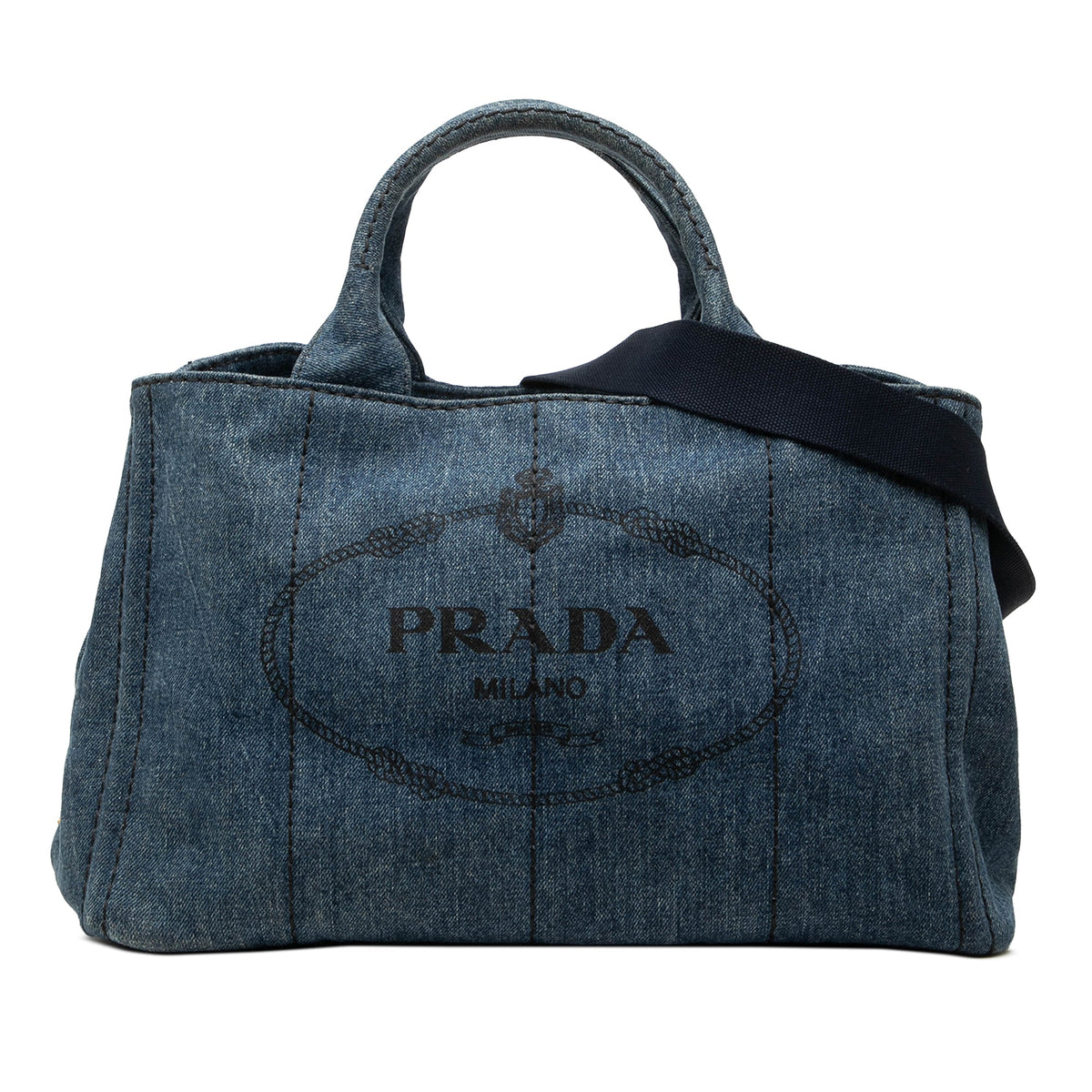 Prada Denim Canapa Logo Tote
