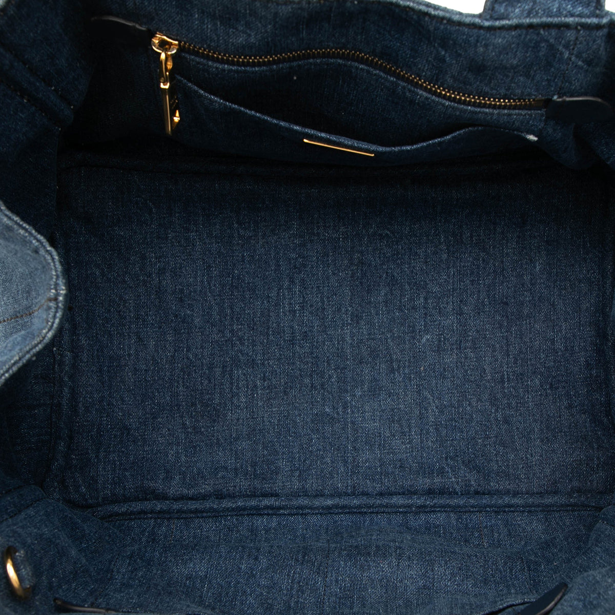 Prada Denim Canapa Logo Tote